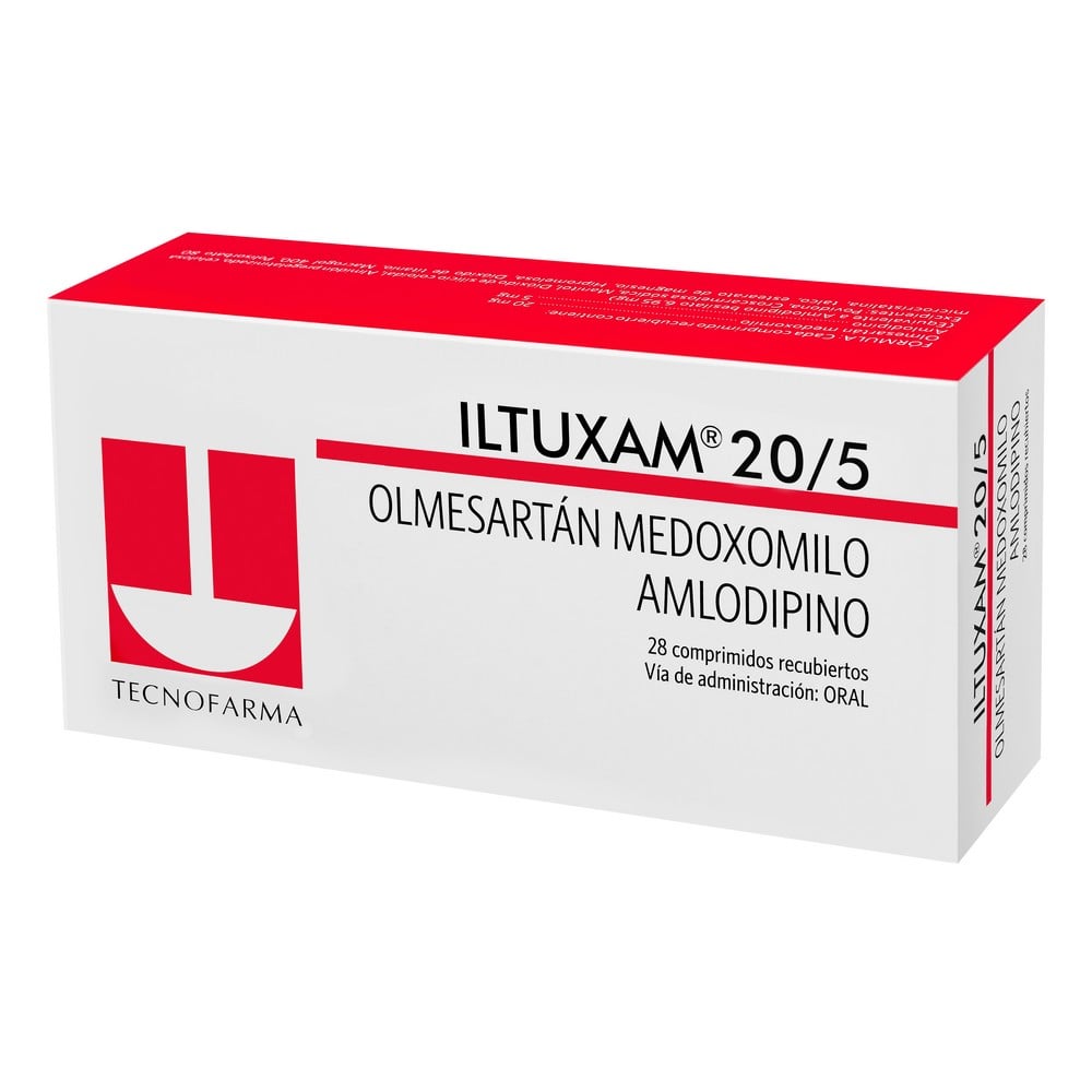 Iltuxam Olmesartán Medoxomilo 20 mg Amlodipino 5 mg 28 Comprimidos Recubiertos