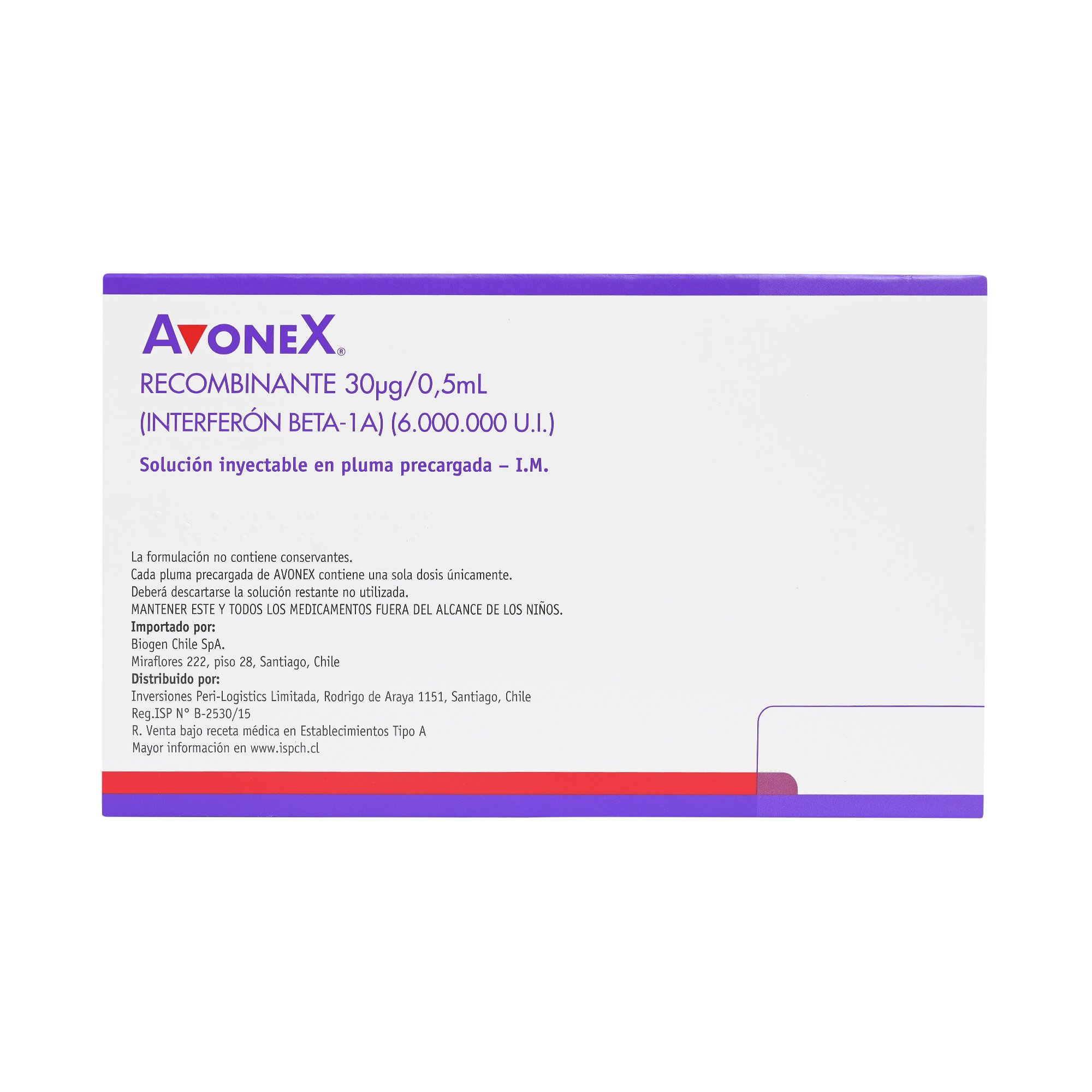 AVONEX RECOMBINANTE SOLUCIÓN INYECTABLE 6.000.000 U.I./0,5 mL (INTERFERON BETA-1A)