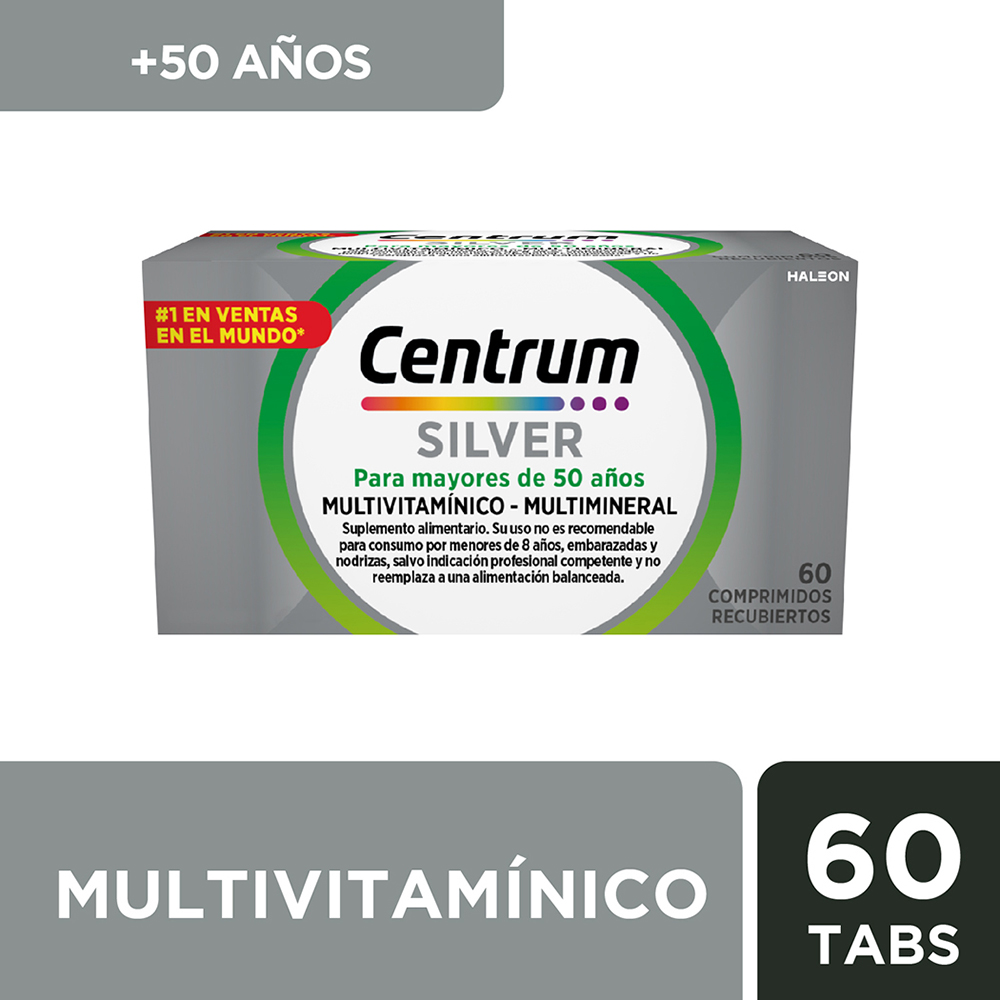 Centrum Silver Multivitaminico-Multimineral para mayores de 50 años 60 Comprimidos