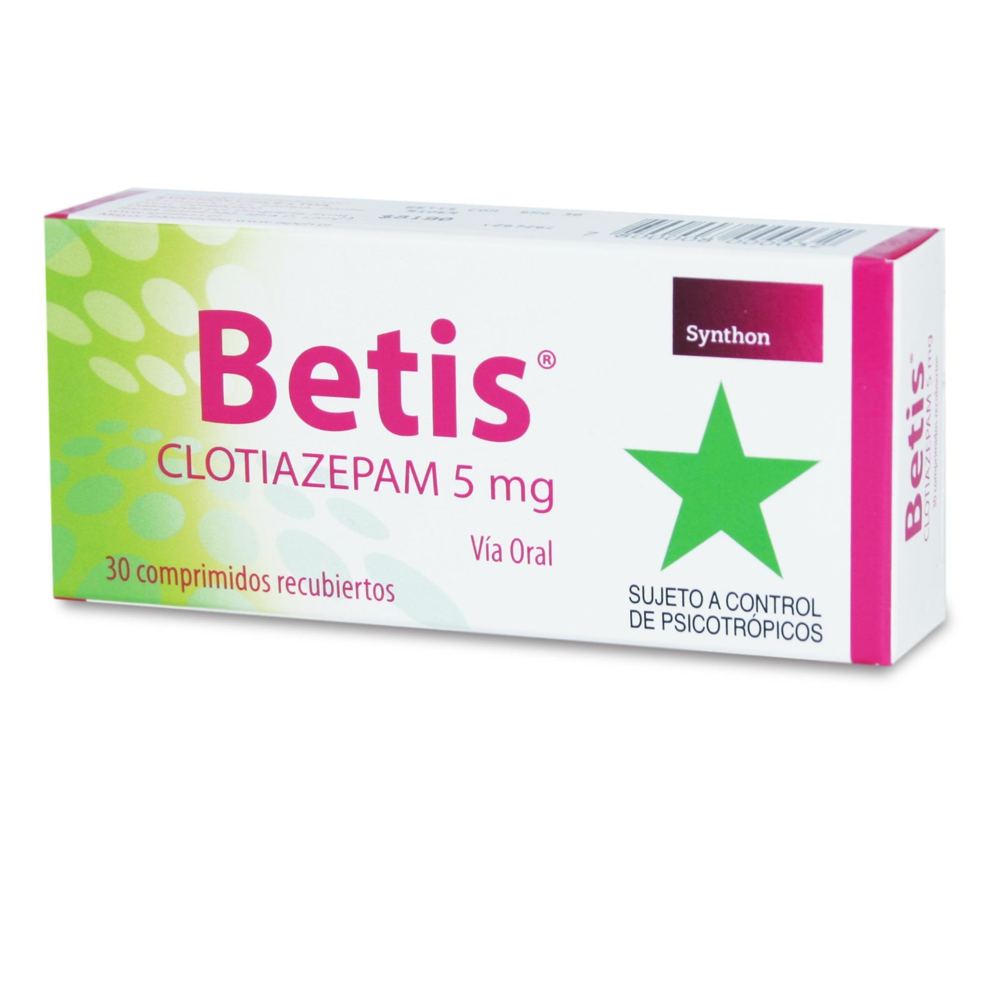 Betis Clotiazepam 5 mg 30 Comprimidos Recubierto