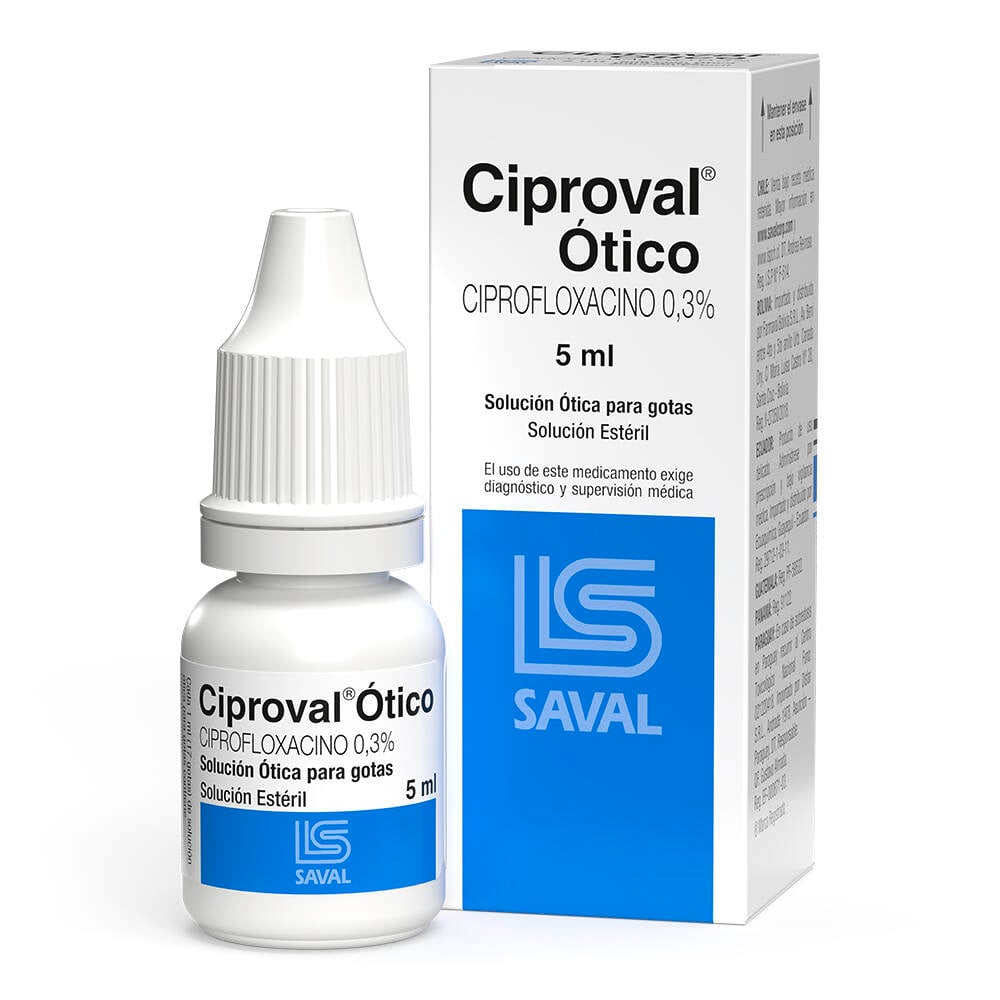Ciproval Ciprofloxacino 0,3% Solución Otológica 5 mL