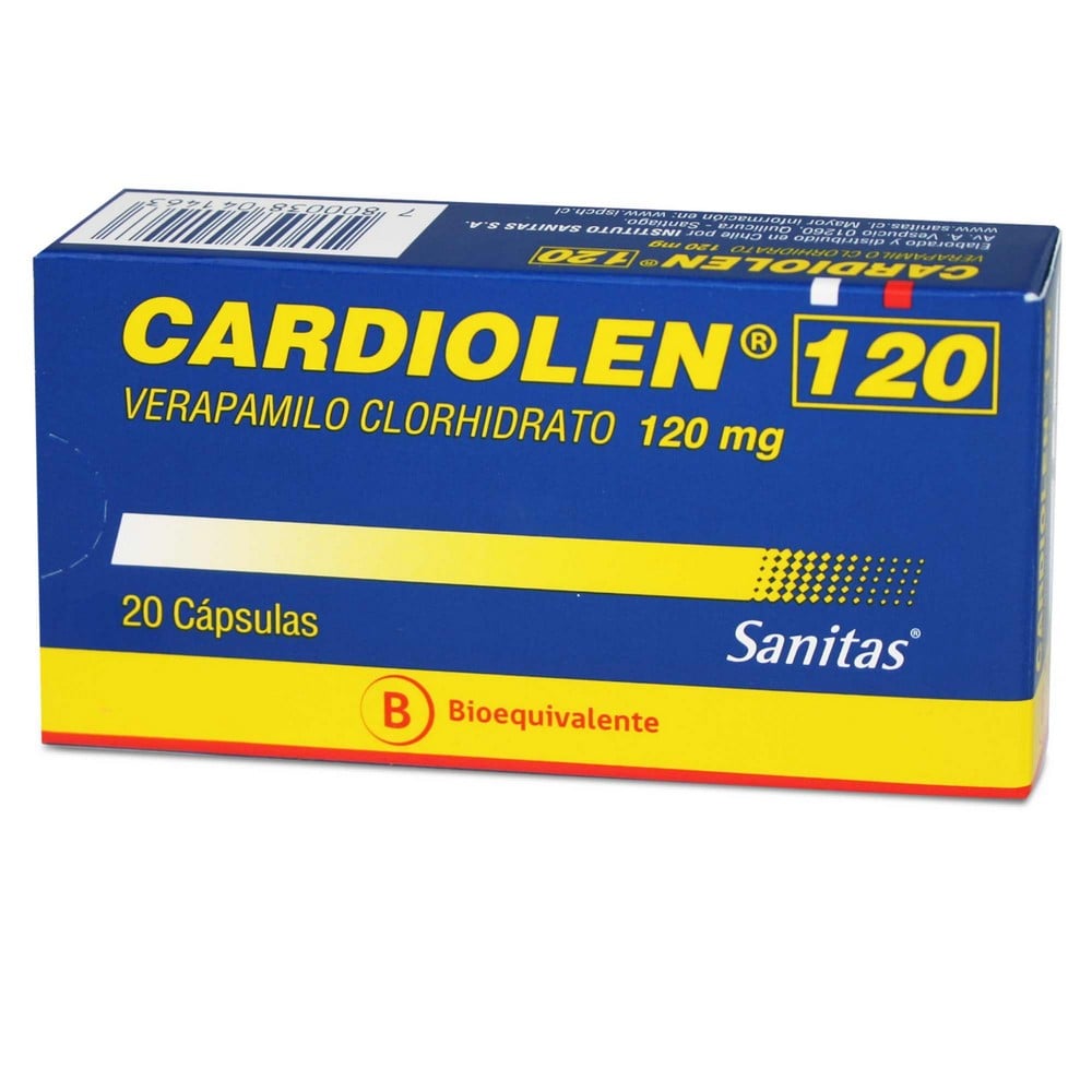 Cardiolen Verapamilo Clorhidrato 120 mg 20 Cápsulas