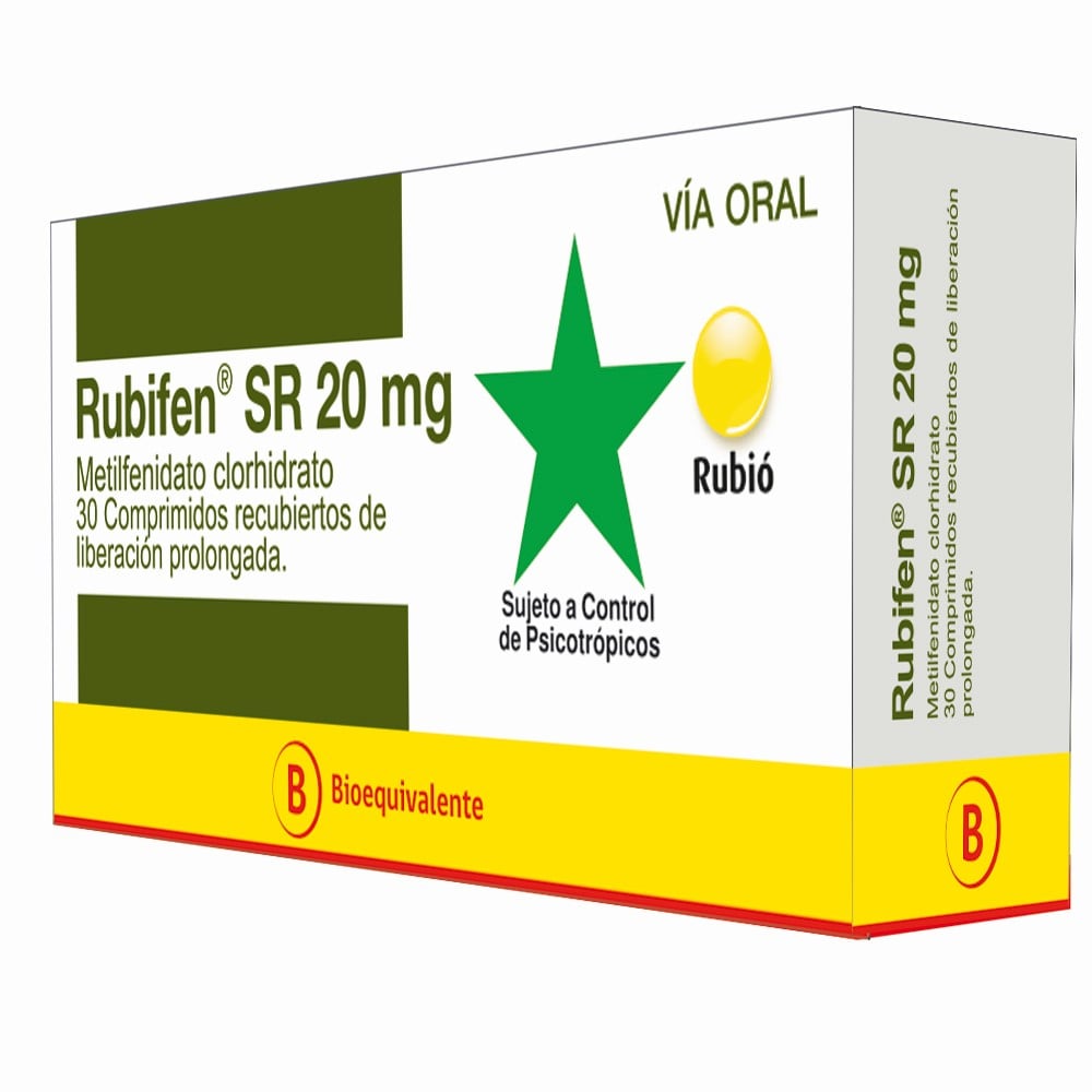 Rubifen SR Metilfenidato 20 mg 30 Comprimidos