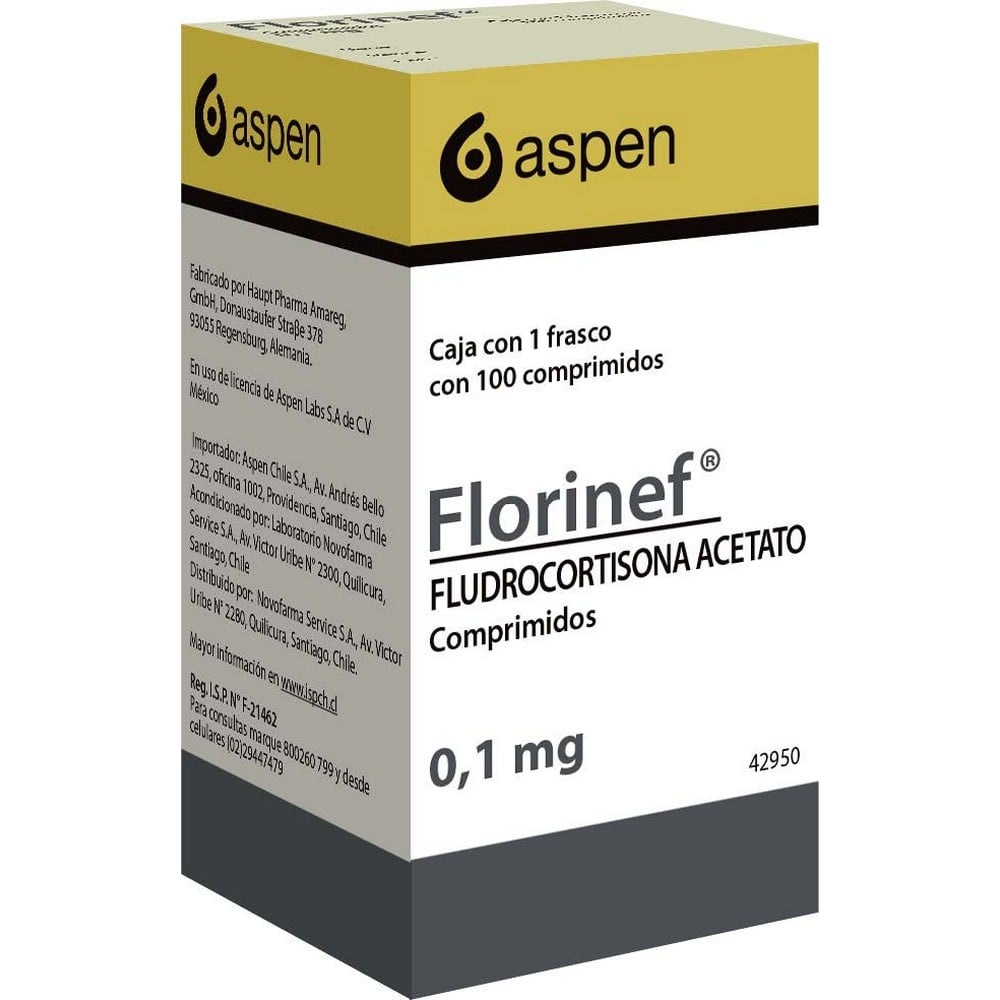 Florinef Fludrocortisona Acetato 0,1 mg 100 Comprimidos