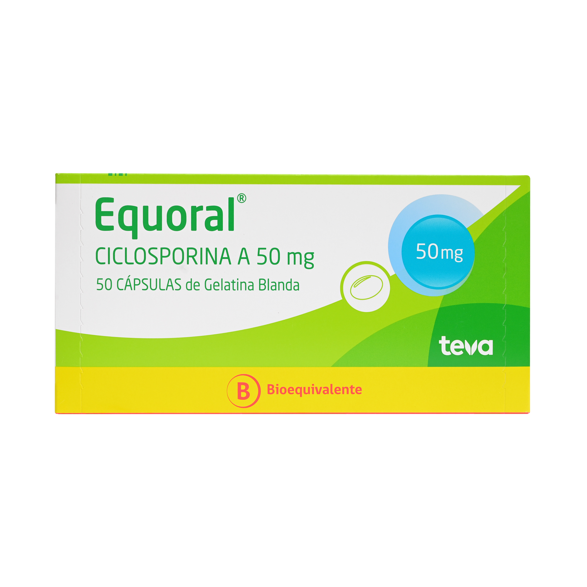 Equoral Ciclosporina A 50 mg 50 Cápsulas de Gelatina Blanda