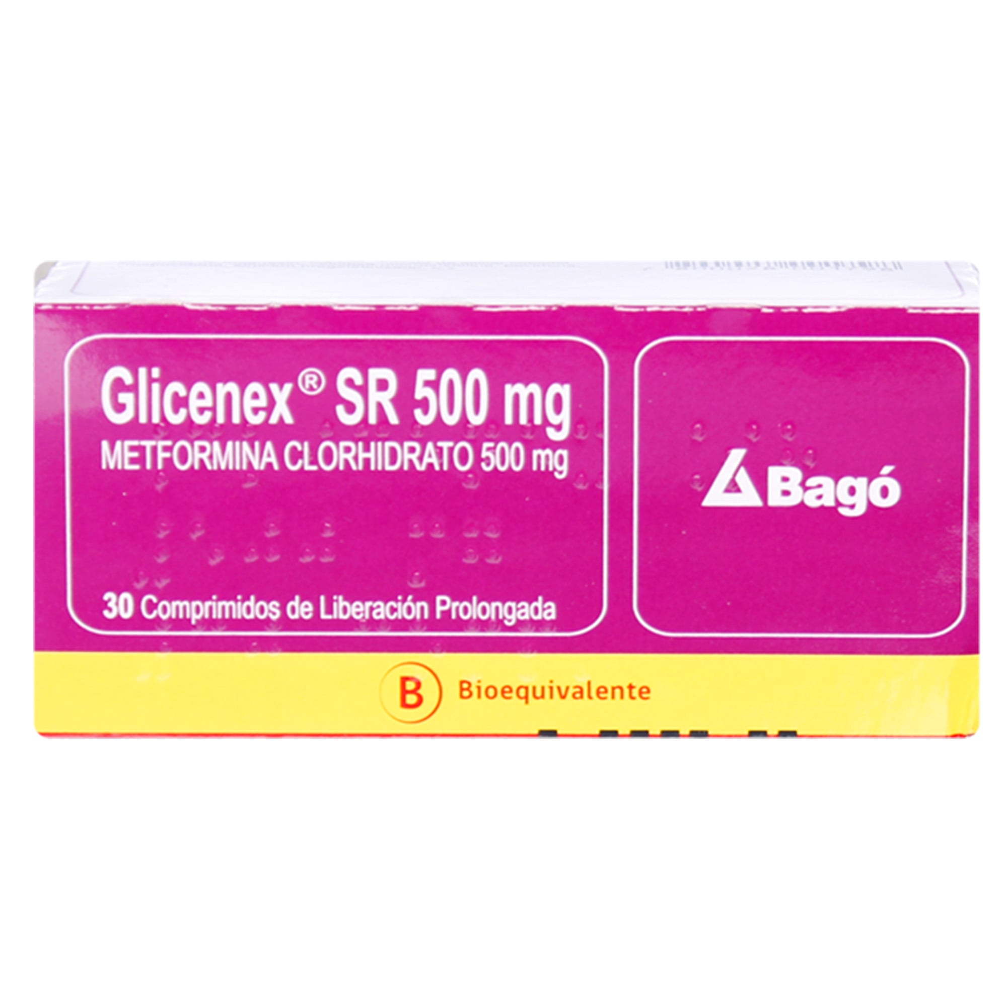 Glicenex Sr  Metformina 500 mg 30 Comprimidos