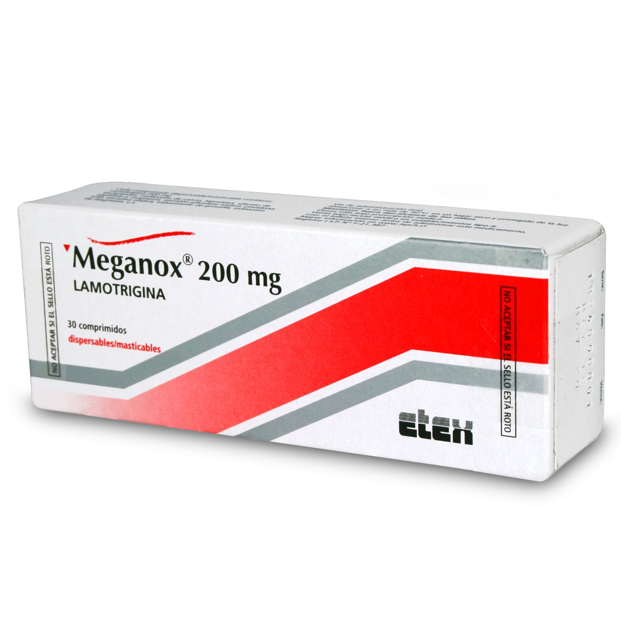 Meganox Lamotrigina 200 mg 30 Comprimidos Masticables