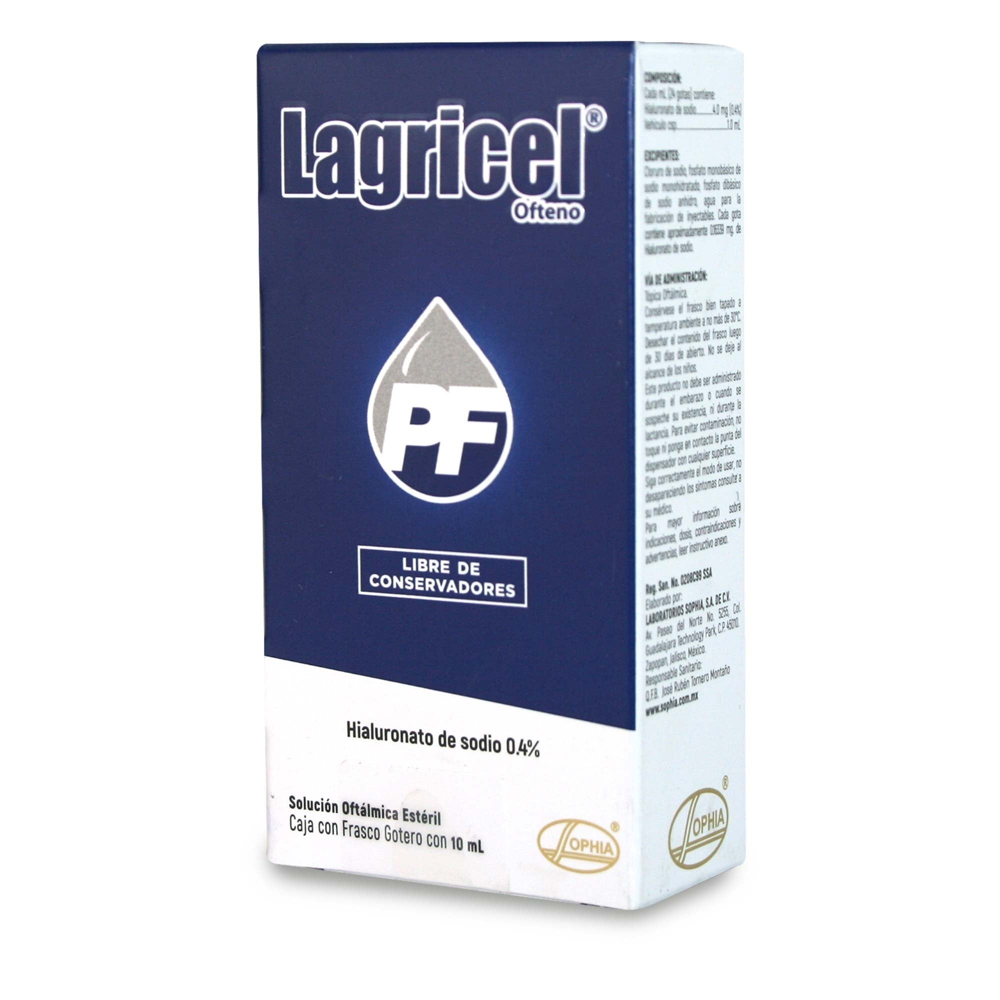 Lagricel Ofteno PF Hialuronato De Sodio 0,4% Solución Oftalmica 10 mL