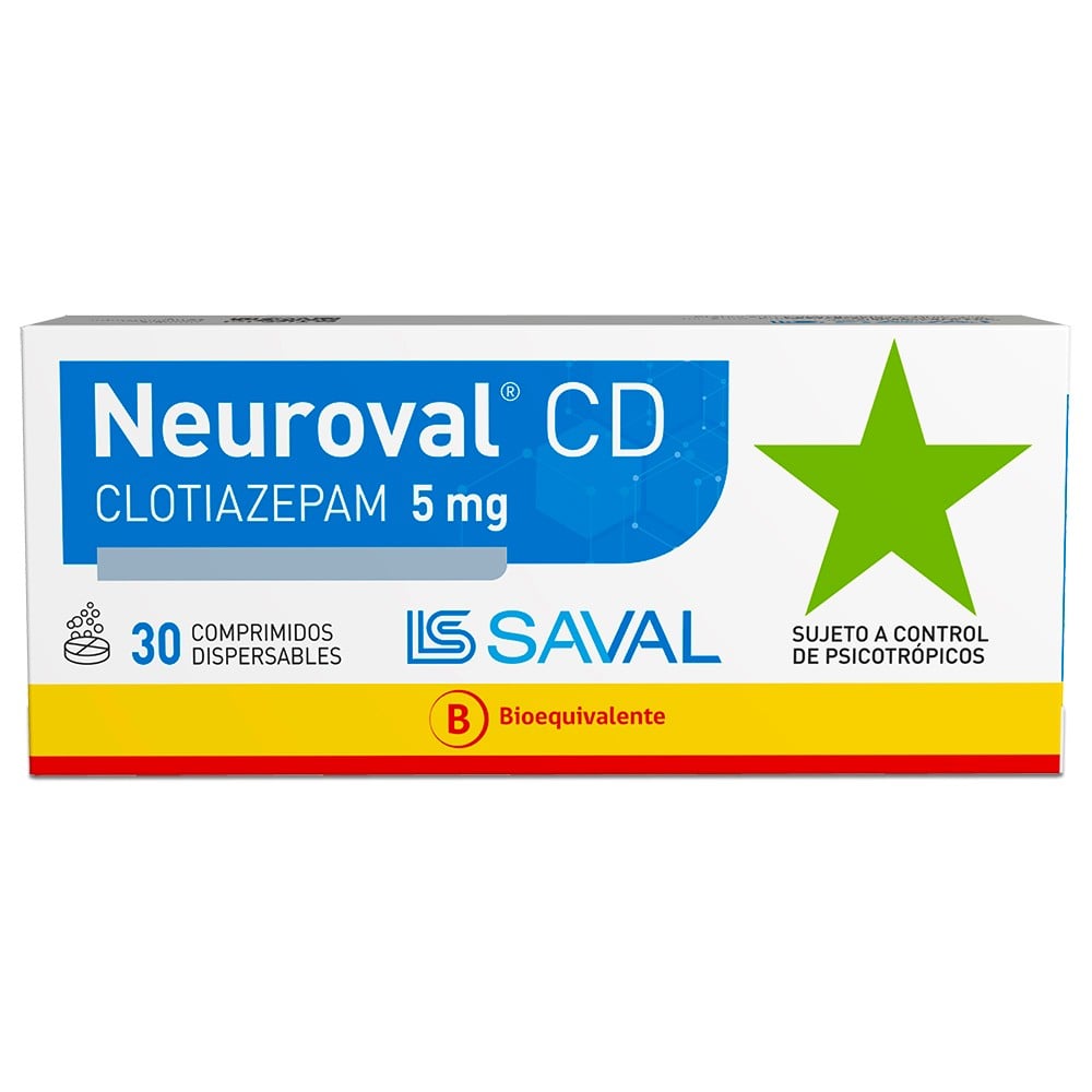 Neuroval CD Clotiazepam 5 mg 30 Comprimidos Dispersable