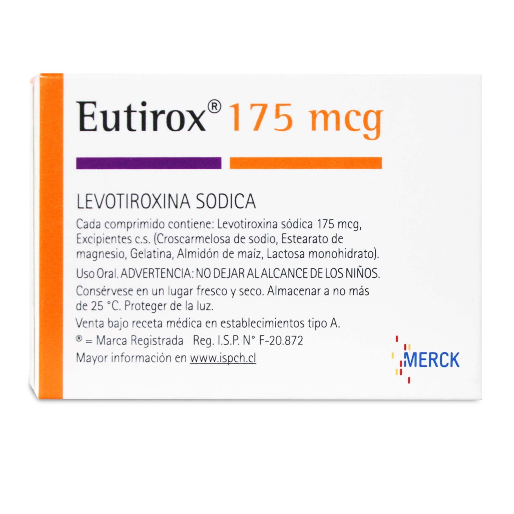 Eutirox 175 Levotiroxina 175 mcg 50 Comprimidos