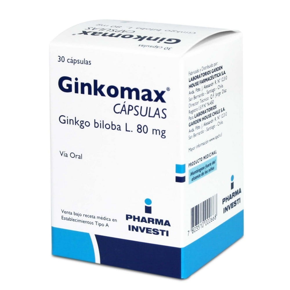 Ginkomax Ginkgo Biloba 80 mg 30 Cápsulas