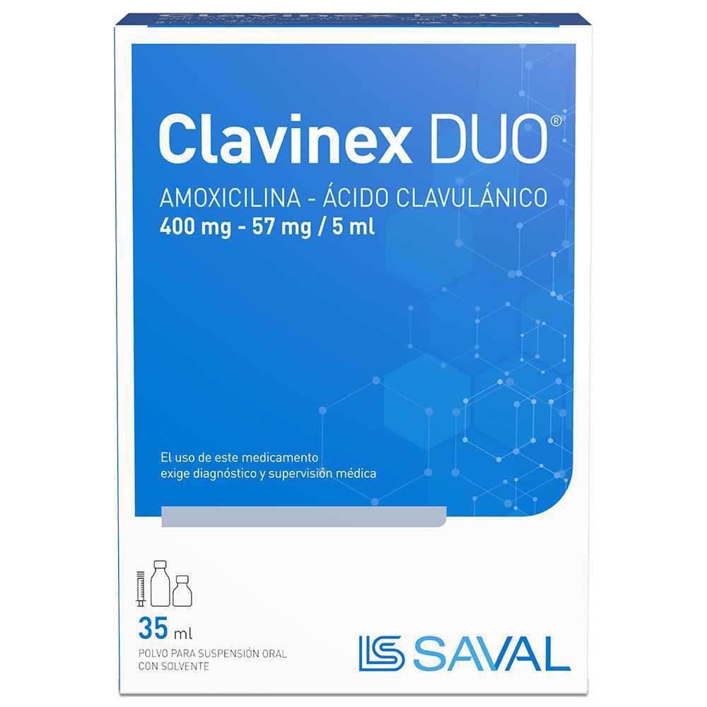 CLAVINEX DUO 400/57 POLVO PARA SUSPENSIÓN ORAL CON SOLVENTE