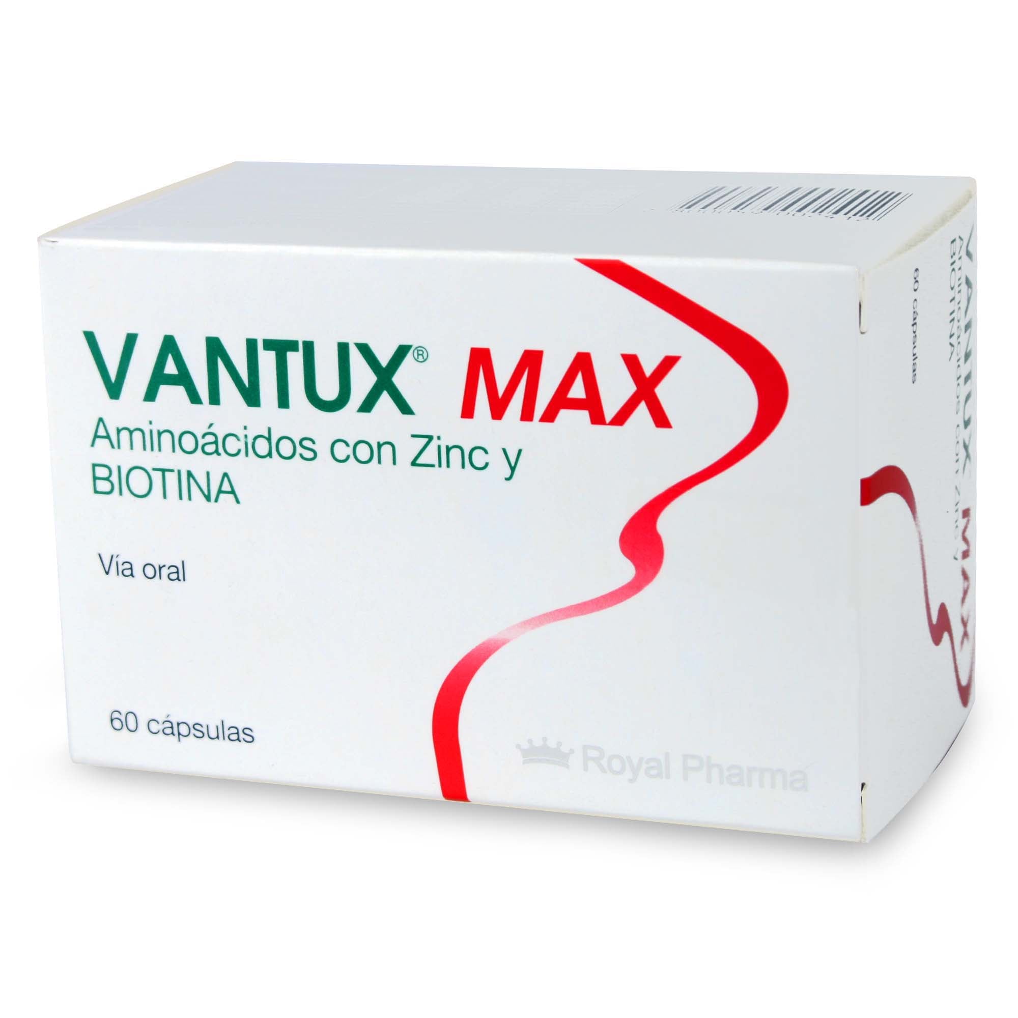 Vantux Max Aminoácidos con Zinc y Biotina 0,15 mg 60 Cápsulas