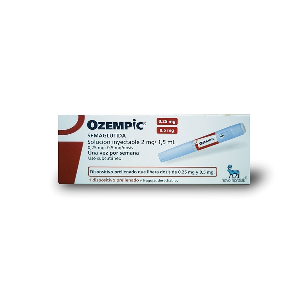 Ozempic 0,25mg/0,5mg Semaglutida 2 mg / 1,5 mL Solución inyectable 1 Dispositivo Prellenado + 6 Agujas Desechables