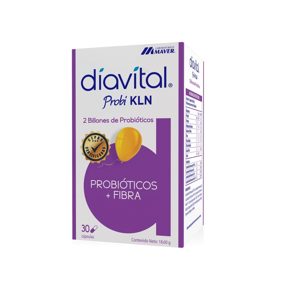 Diavital Probi KLN 2 billones de Probióticos + Fibra 30 Cápsulas