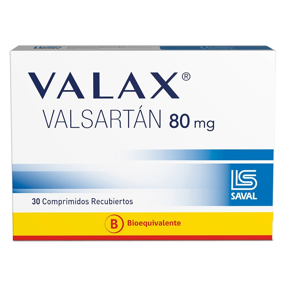 Valax Valsartán 80 mg 30 Comprimidos Recubiertos