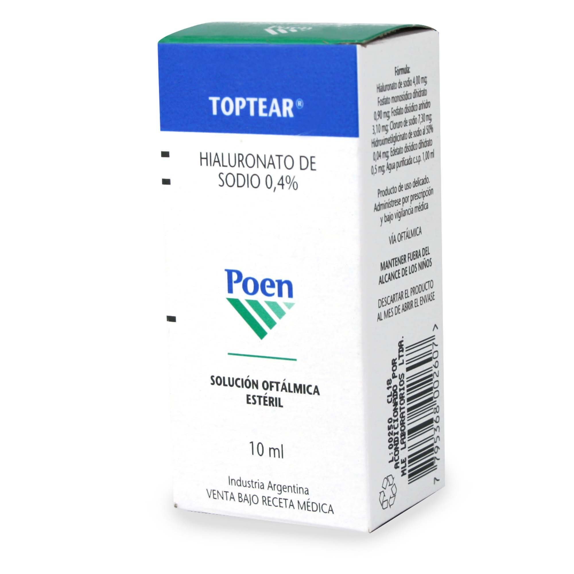 Toptear Hialuronato de Sodio 0,4% Solución Oftalmica 10 mL