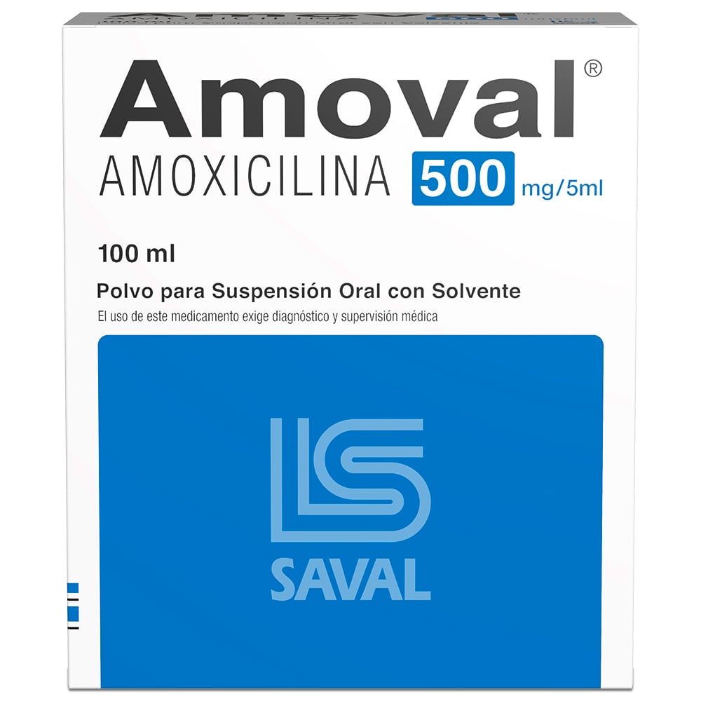 Amoval Amoxicilina 500 mg/5ml Suspensión 100 mL