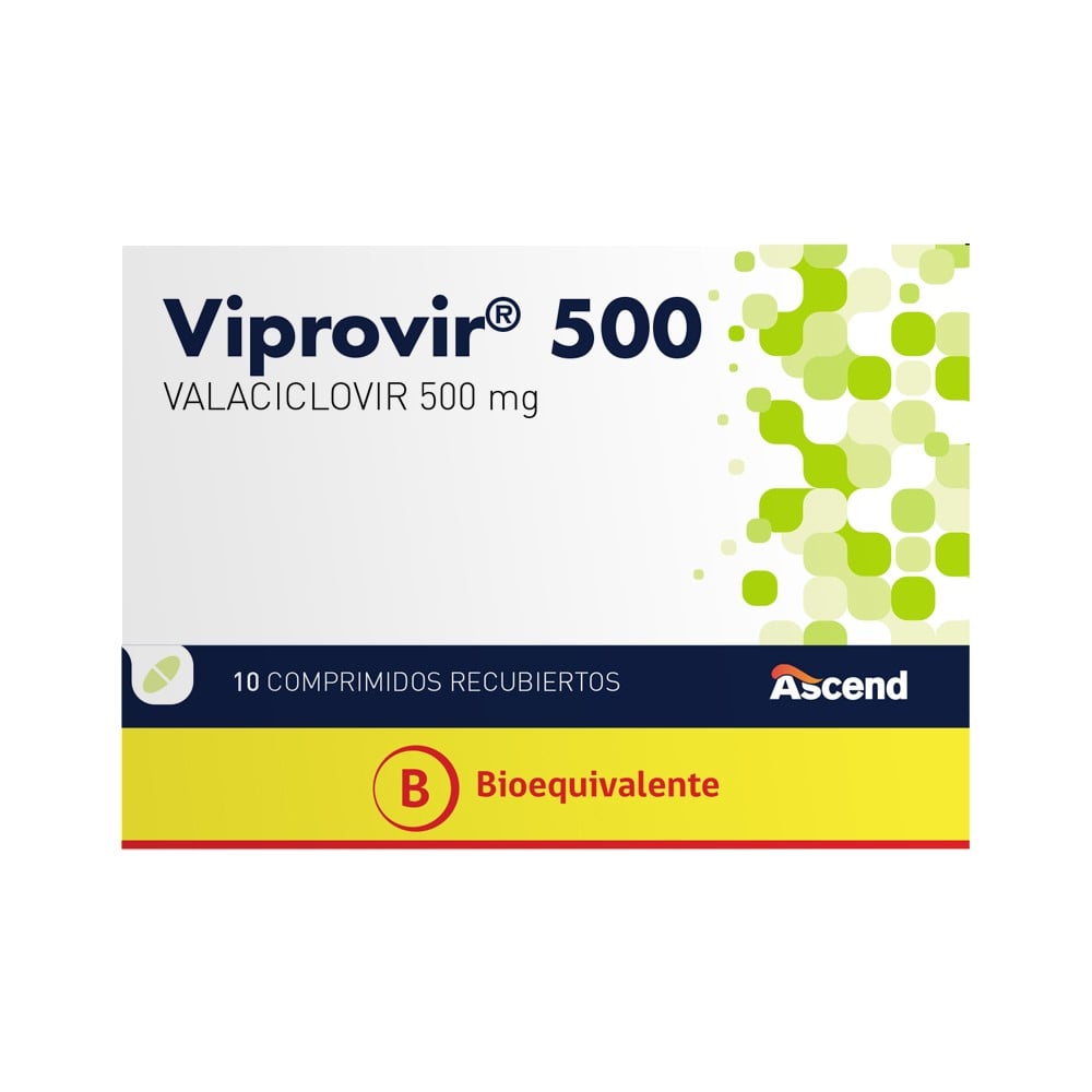 Viprovir 500 Valaciclovir 500 mg 10 Comprimidos Recubiertos