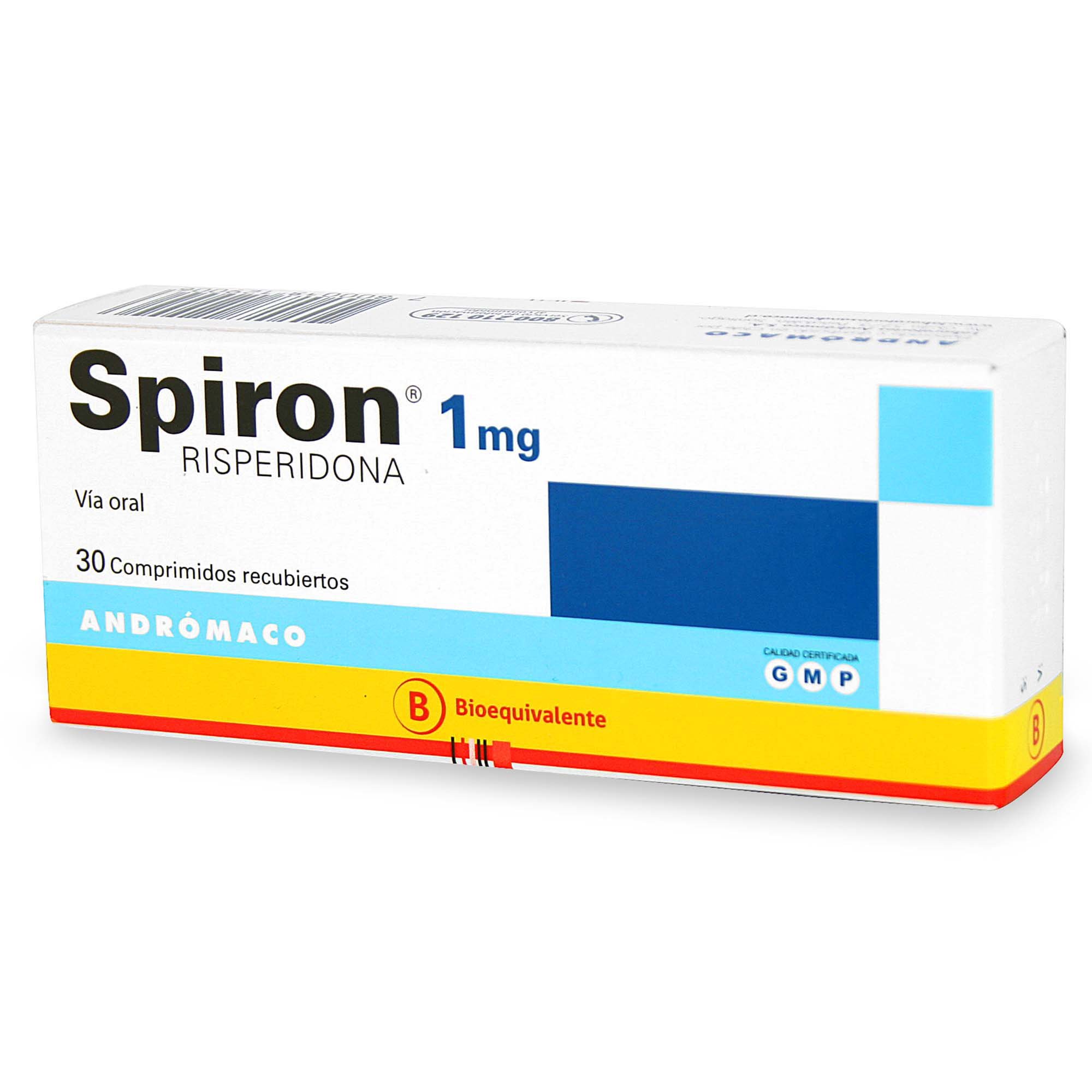Spiron Risperidona 1 mg 30 Comprimidos Recubierto
