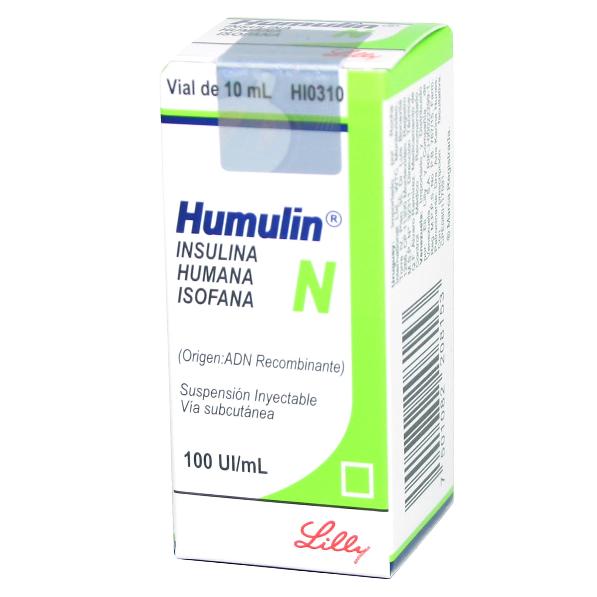 HUMULIN N RECOMBINANTE SUSPENSIÓN INYECTABLE 100 U.I./mL (INSULINA HUMANA)