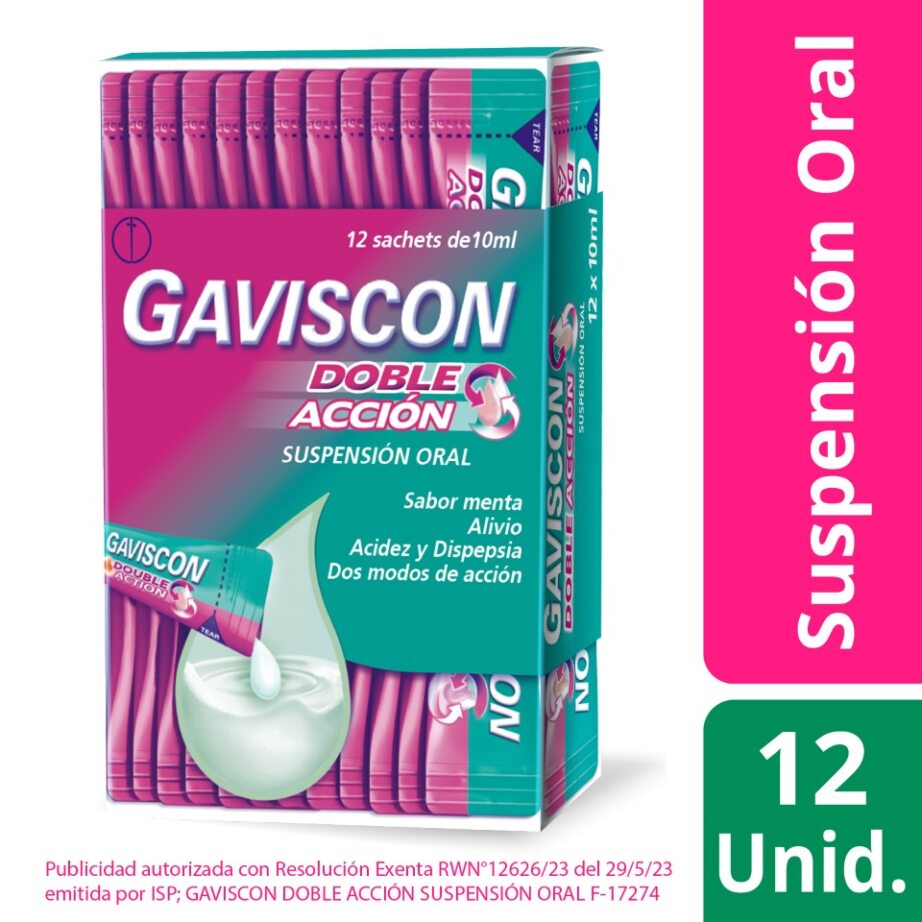 Gaviscon Antiácido Reflujo Sachet Doble Acción 12 Sachets