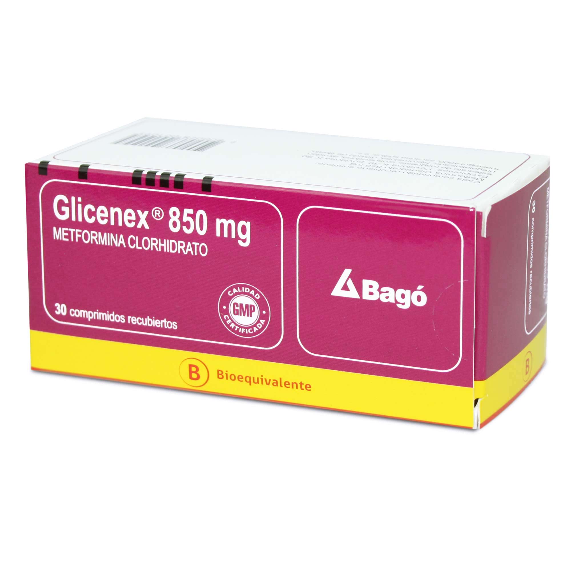 Glicenex Metformina 850 mg 30 Comprimidos Recubiertos