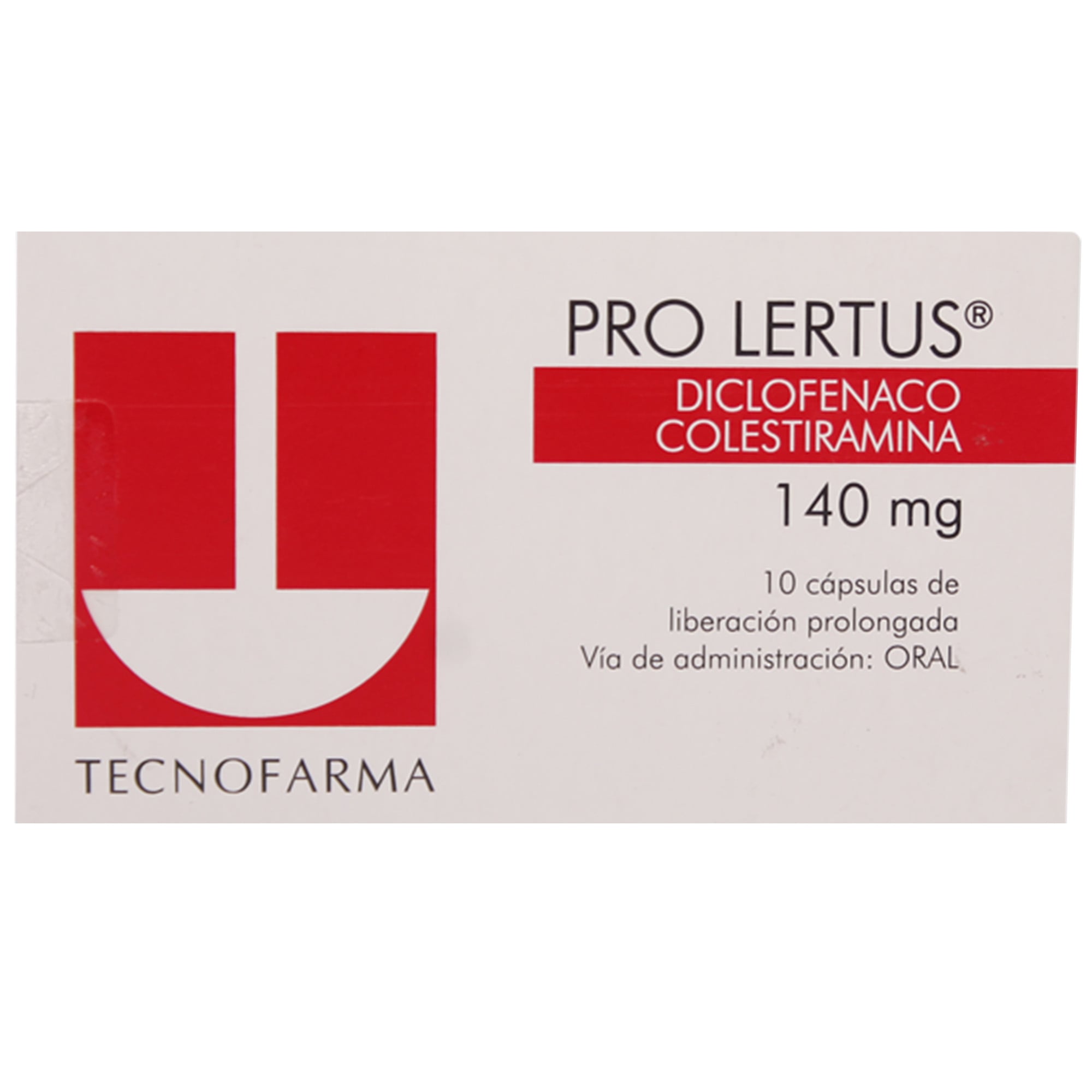 Pro-Lertus Diclofenaco Colestiramina 140 mg 10 Cápsulas