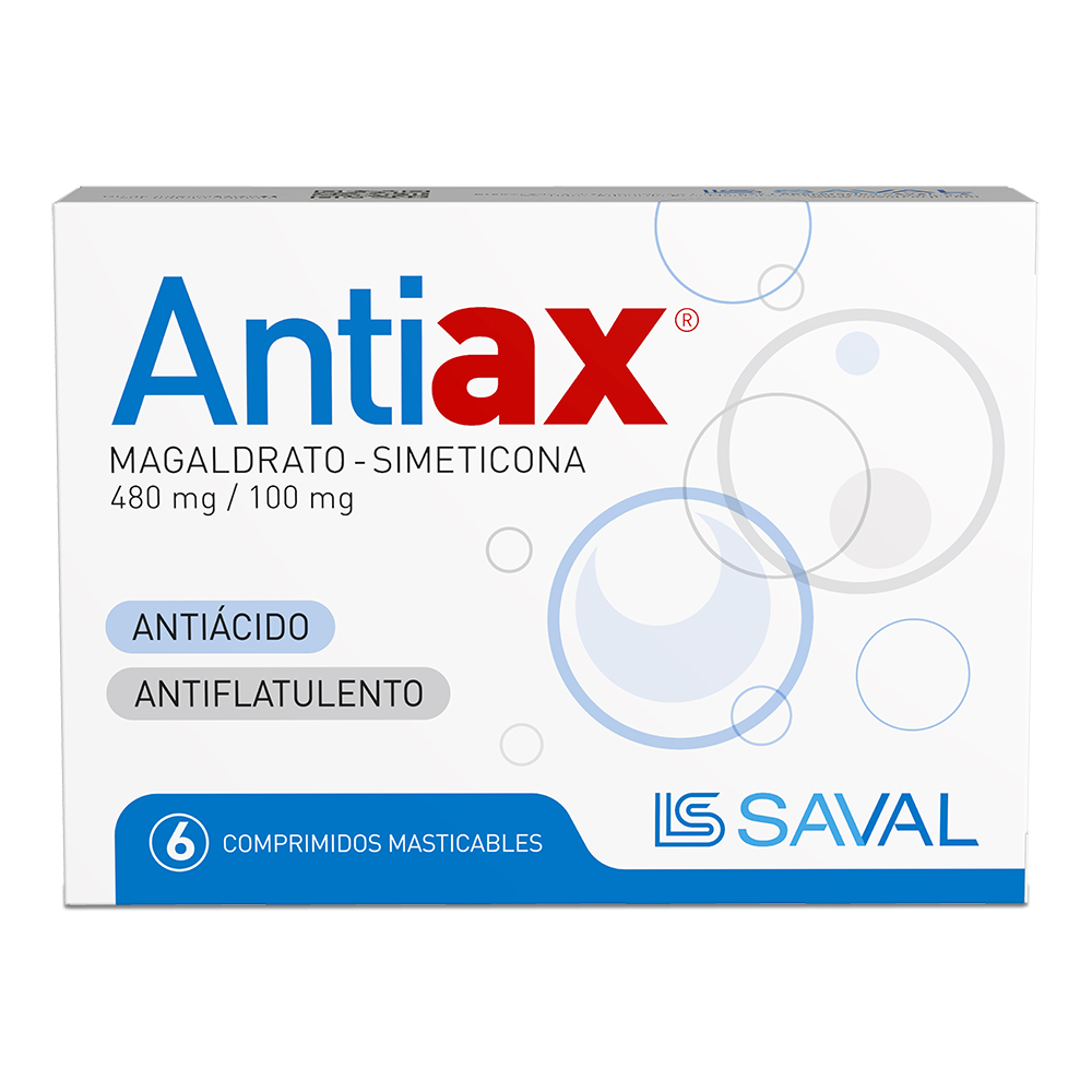 Antiax Antiácido con Magaldrato 480 gm 6 Comprimidos Masticables