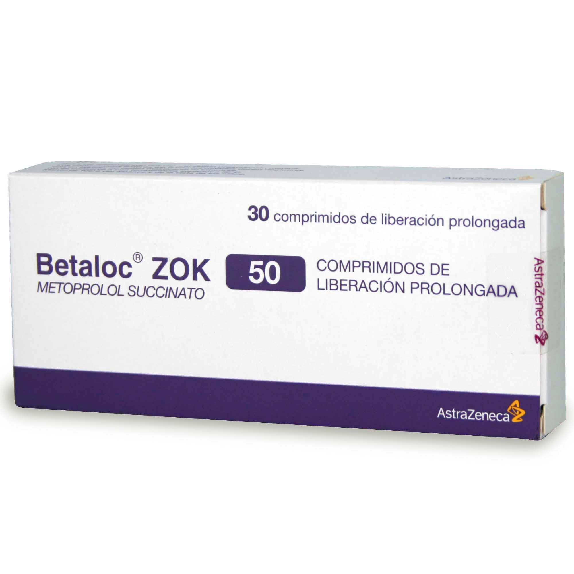 Betaloc Zok 50 Metoprolol Succinato 47,5 mg 30 Comprimidos Liberacion Prolongada