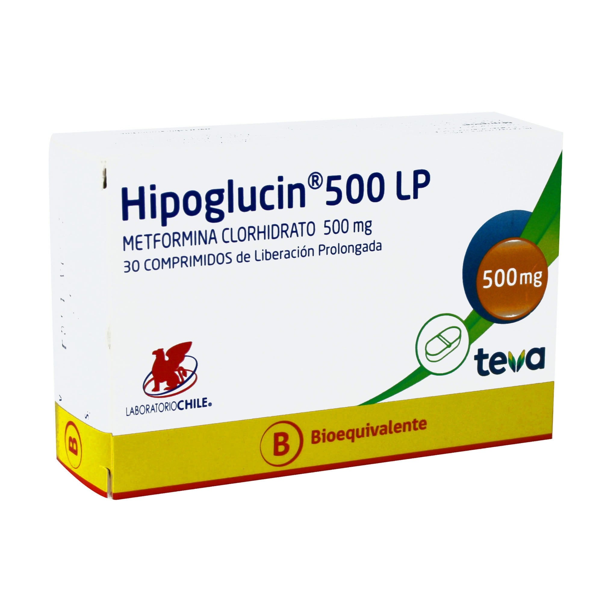 Hipoglucin 500 LP Metformina 500 mg 30 Comprimidos Liberacion Prolongada