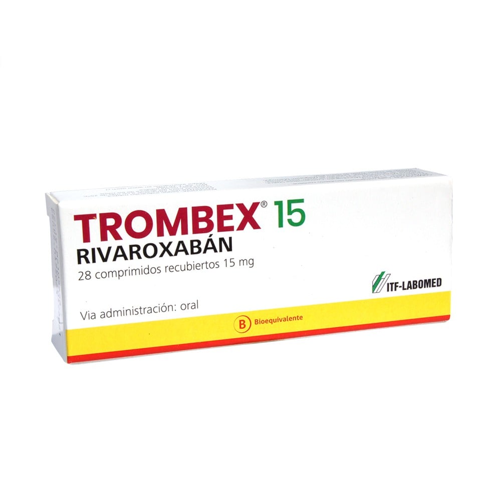 Trombex 15 Rivaroxabán 15 mg 28 Comprimidos Recubiertos