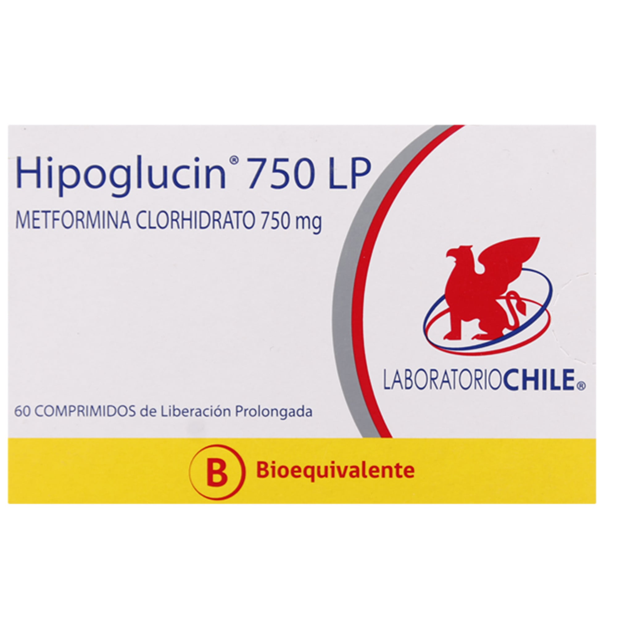 Hipoglucin 750 LP Metformina 750 mg 60 Comprimidos Liberación Prolongada