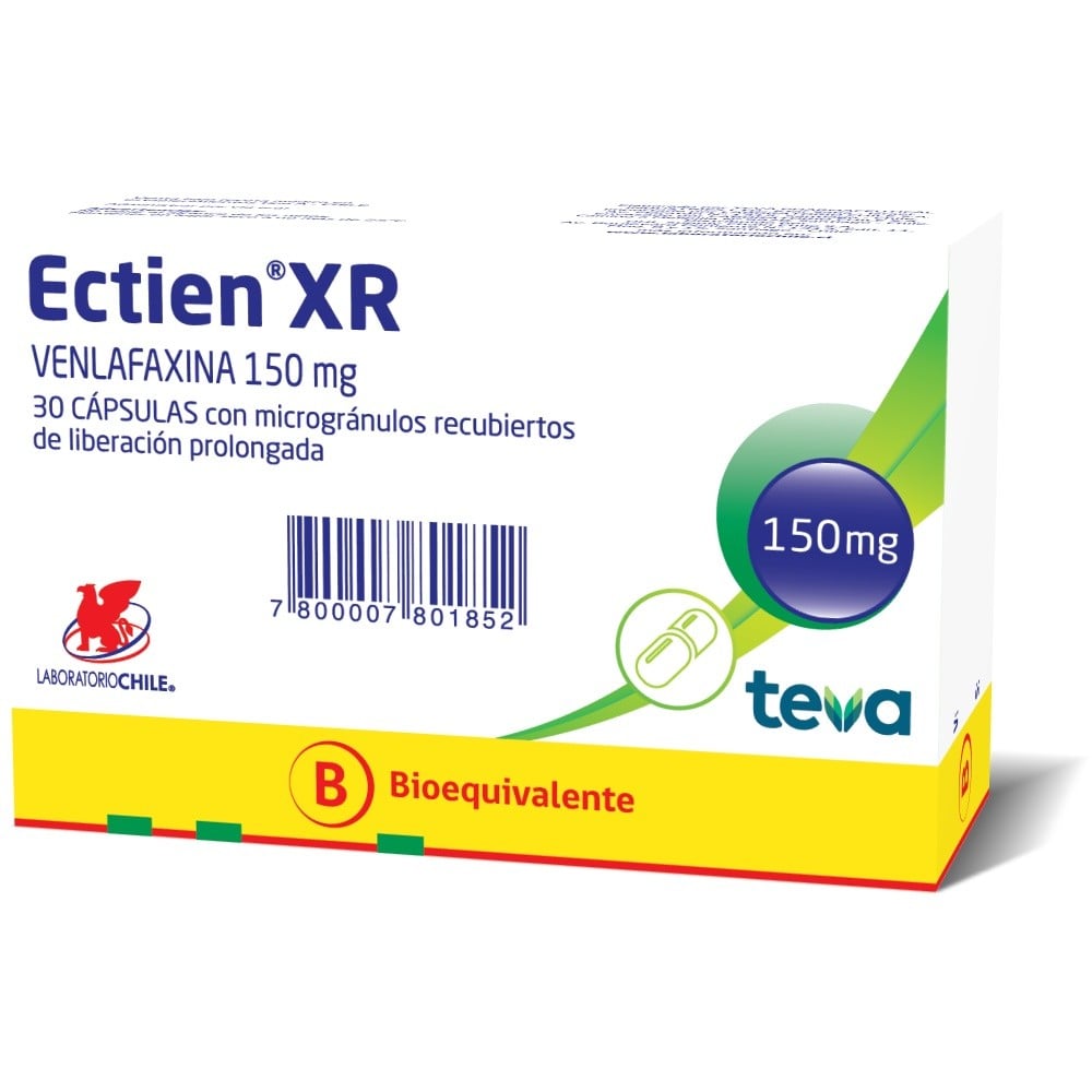 Ectien XR Venlafaxina 150mg 30 Cápsulas Liberación Prolongada