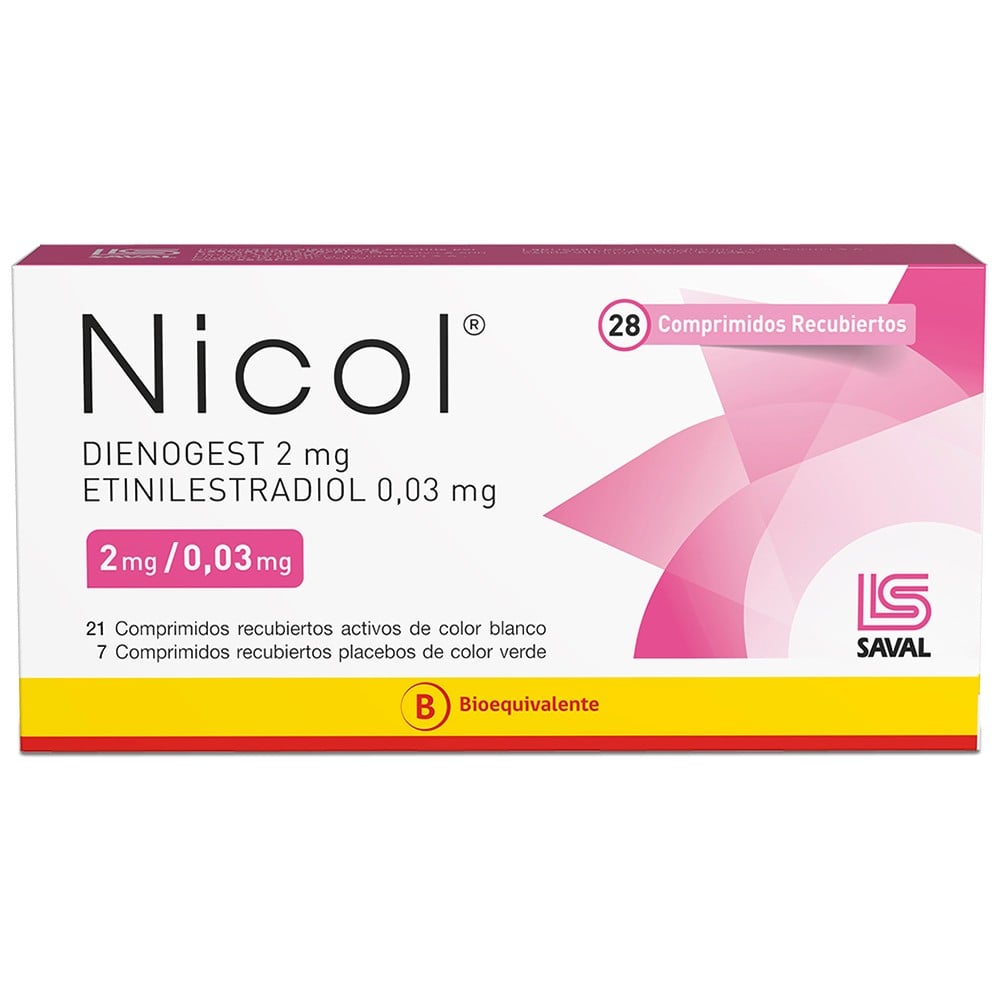 Nicol Dienogest 2 mg Etinilestradiol 0,03 mg 28 Comprimidos Recubiertos