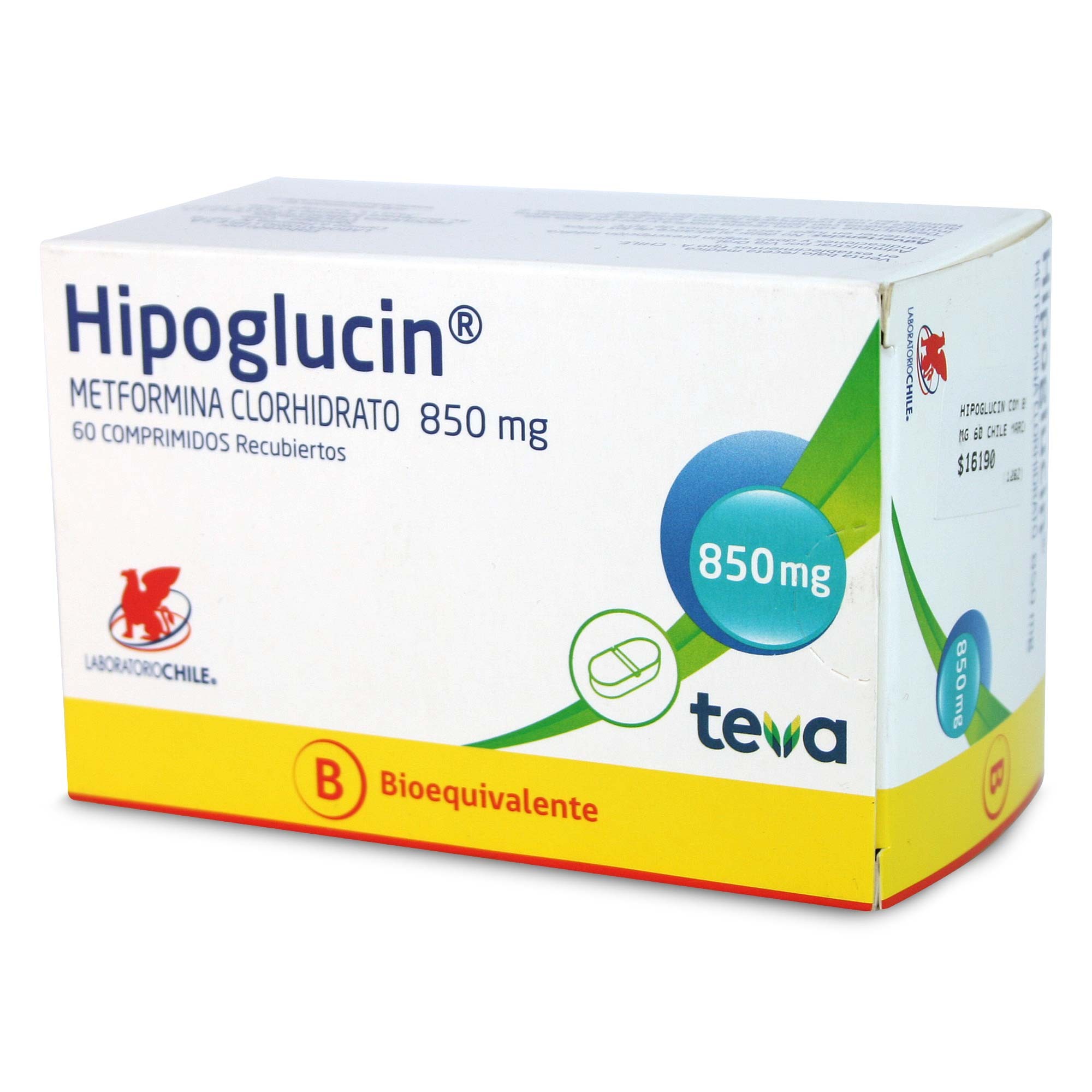 Hipoglucin Metformina 850 mg 60 Comprimidos Recubiertos