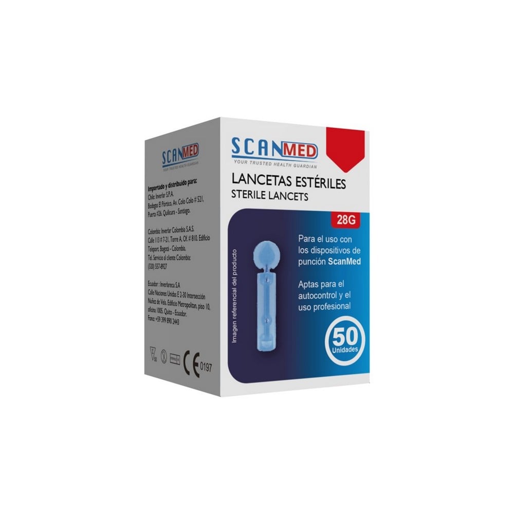 Scanmed Vgl01 50 Lancetas Estéril 28G Para Punción