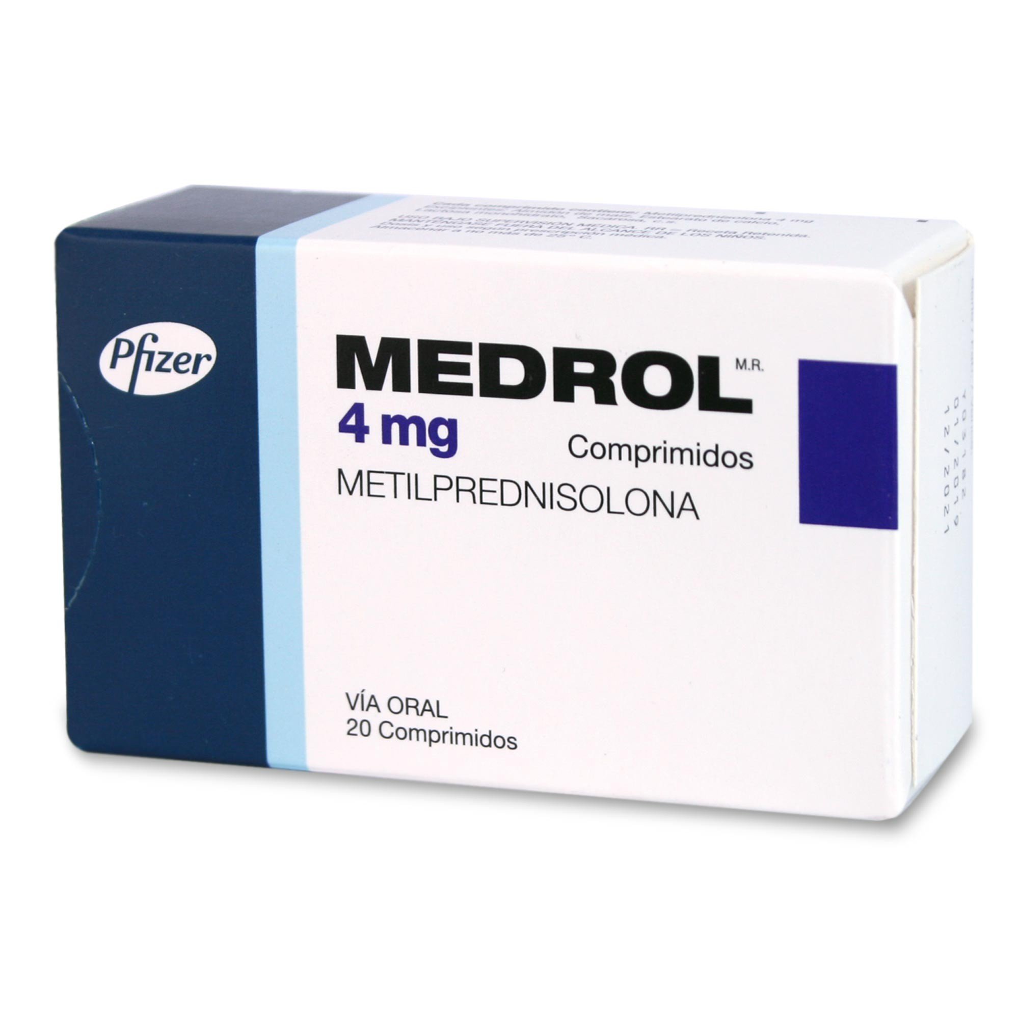 Medrol Metilprednisolona 4 mg 20 Comprimidos