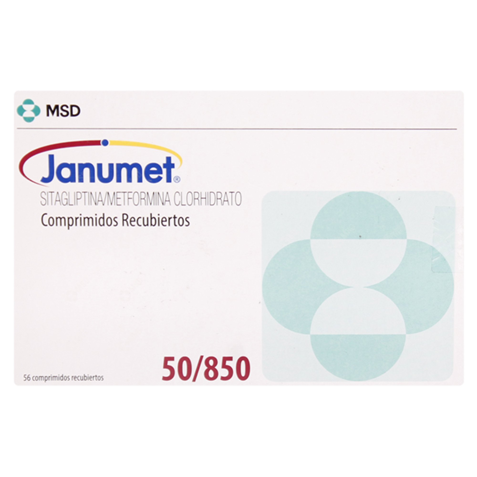 Janumet 50/850 Sitagliptina 50 mg 56 Comprimidos Recubiertos
