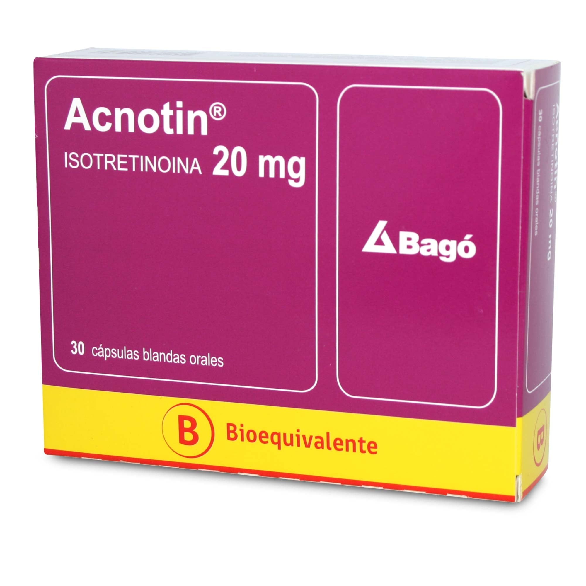 Acnotin Isotretinoina 20 mg 30 Cápsulas Blandas