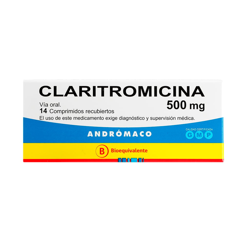 Claritromicina 500 mg Bioequivalente 14 Comprimidos