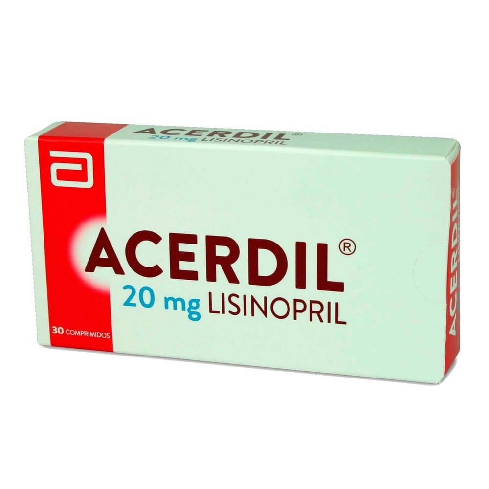 Acerdil Lisinopril 20 mg 30 Comprimidos