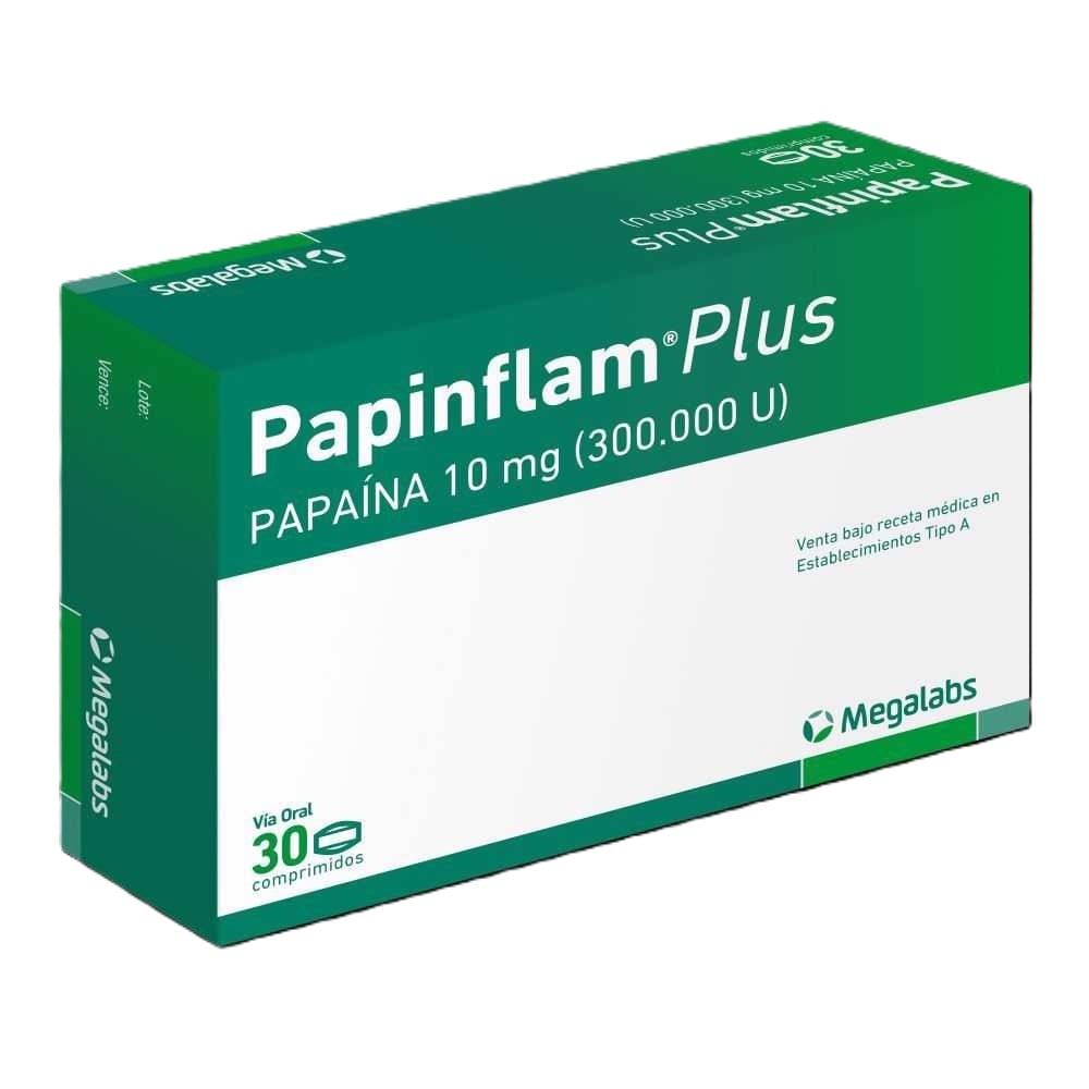 Papinflam Plus Papaina 10 mg 30 Comprimidos