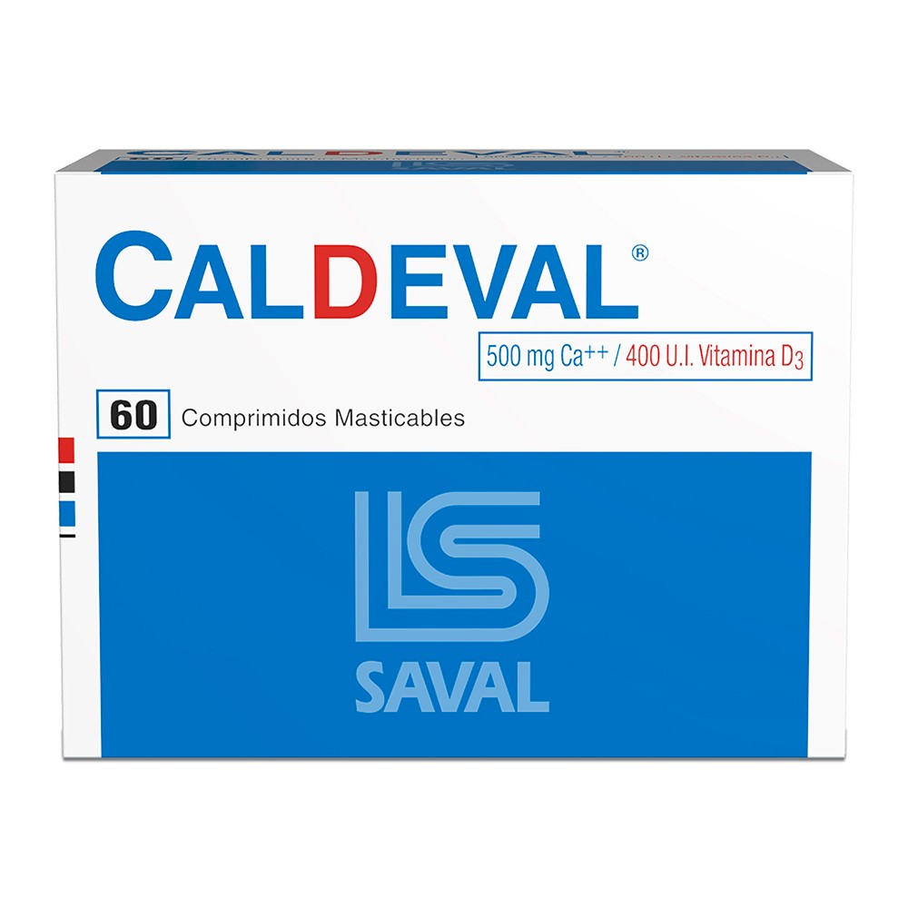 Caldeval Calcio 500 mg Vitamina D3 400 UI 60 Comprimidos Masticables