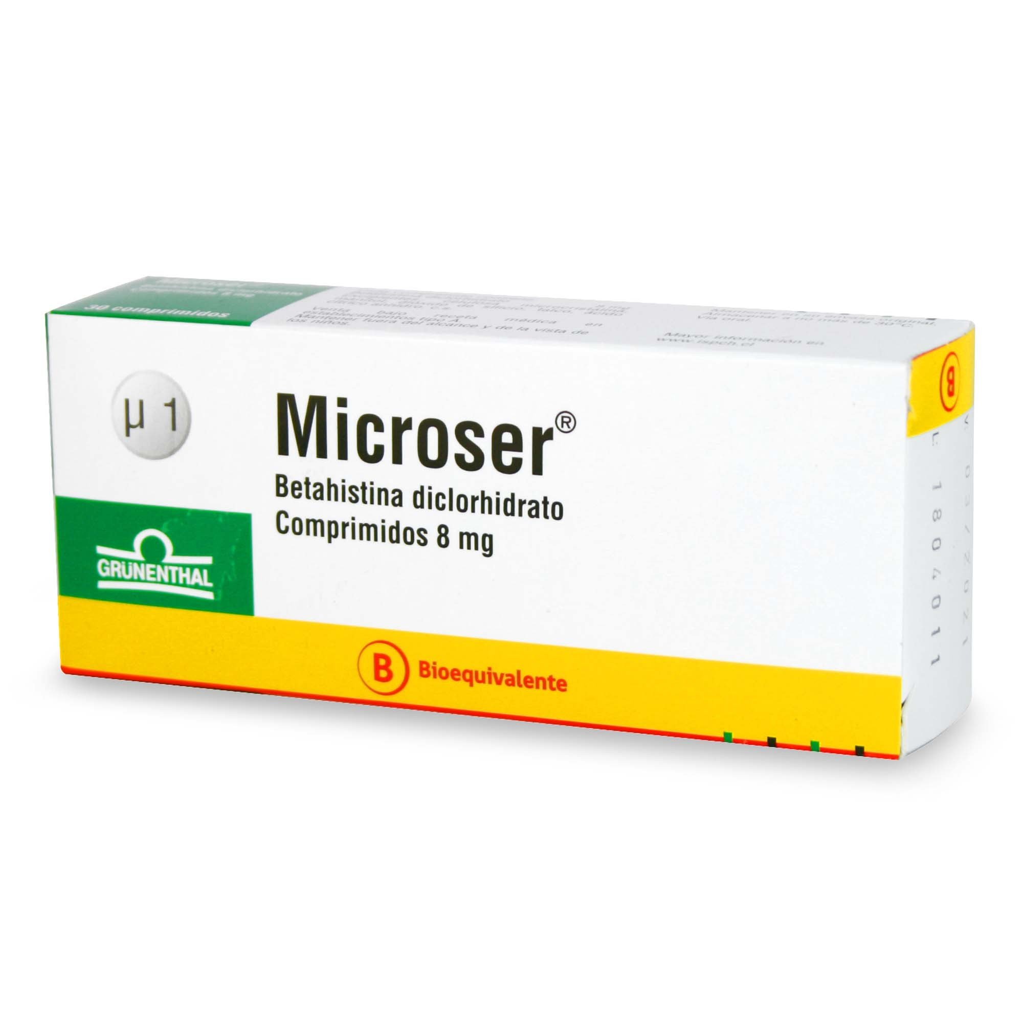 Microser Betahistina 8 mg 30 Comprimidos
