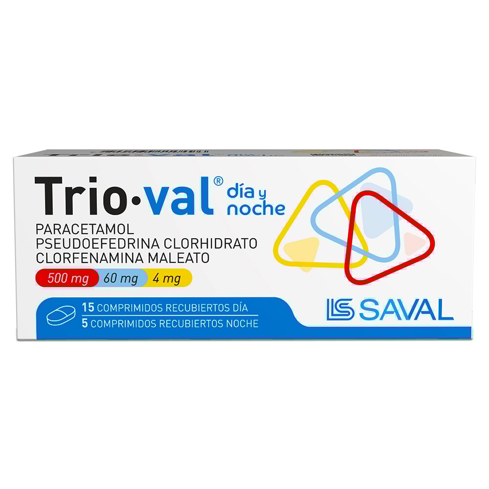 Trio-Val Día/Noche Pseudoefedrina 60 mg 20 Comprimidos