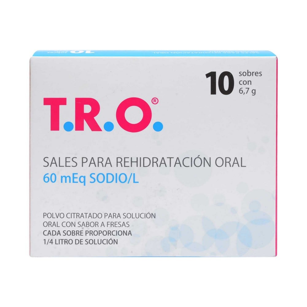 T.R.O. Sales Rehidratantes 60 mEq Sabor Fresa 6,7 gr 10 Sobres