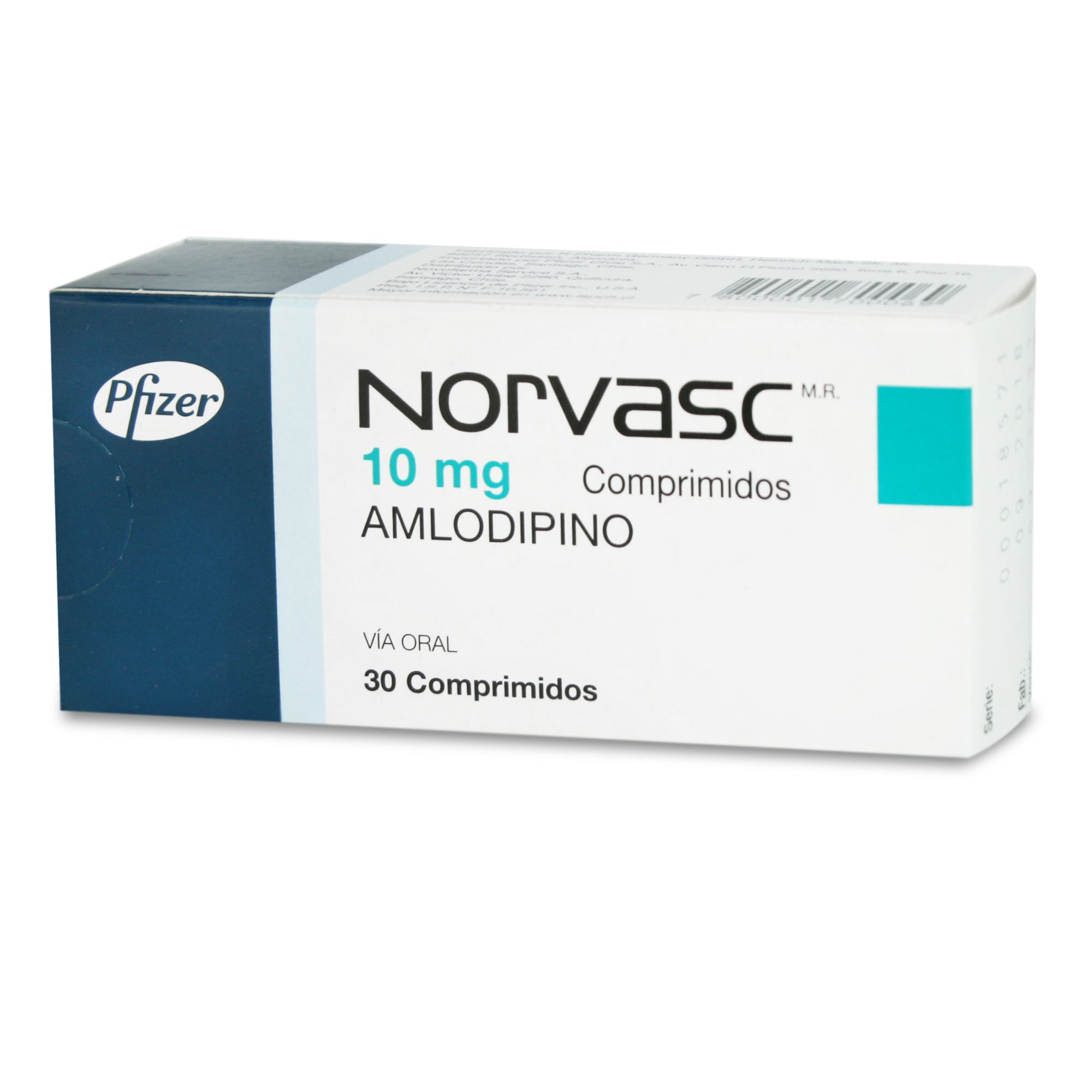 Norvasc Amlodipino 10 mg 30 Comprimidos