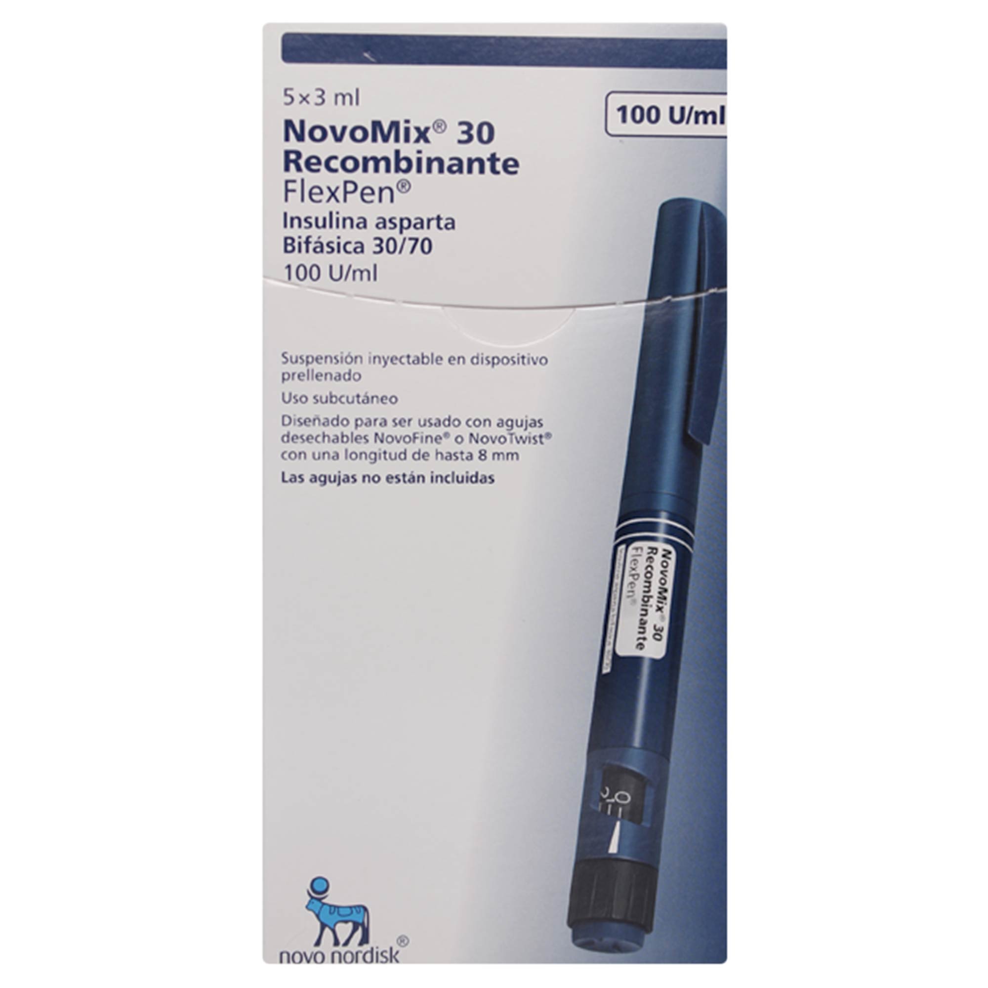 NOVOMIX 30 RECOMBINANTE SUSPENSIÓN INYECTABLE 109 U/mL (INSULINA ASPARTA BIFÁSICA 30/70)