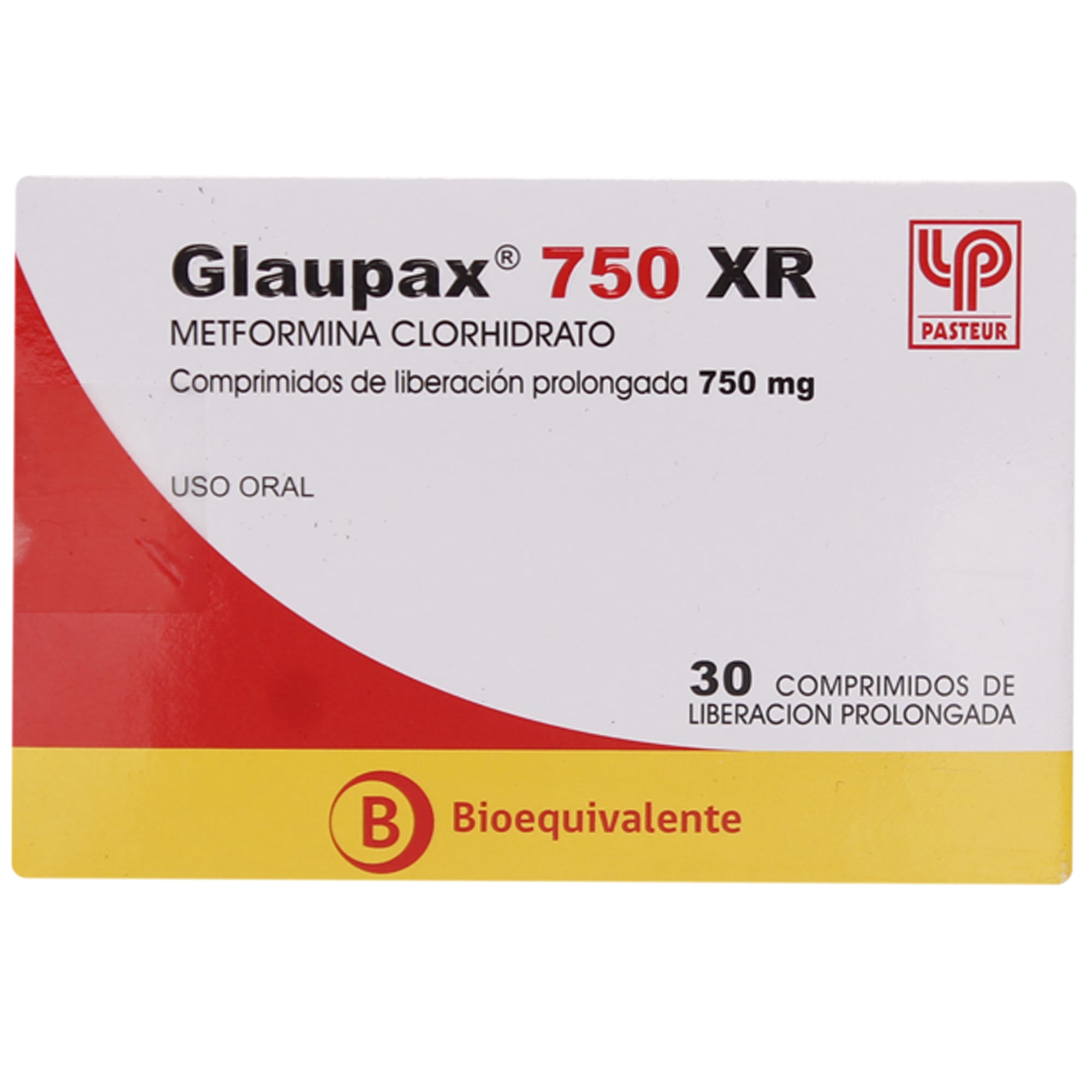 Glaupax XR Metformina 750 mg 30 Comprimidos de Liberación Prolongada